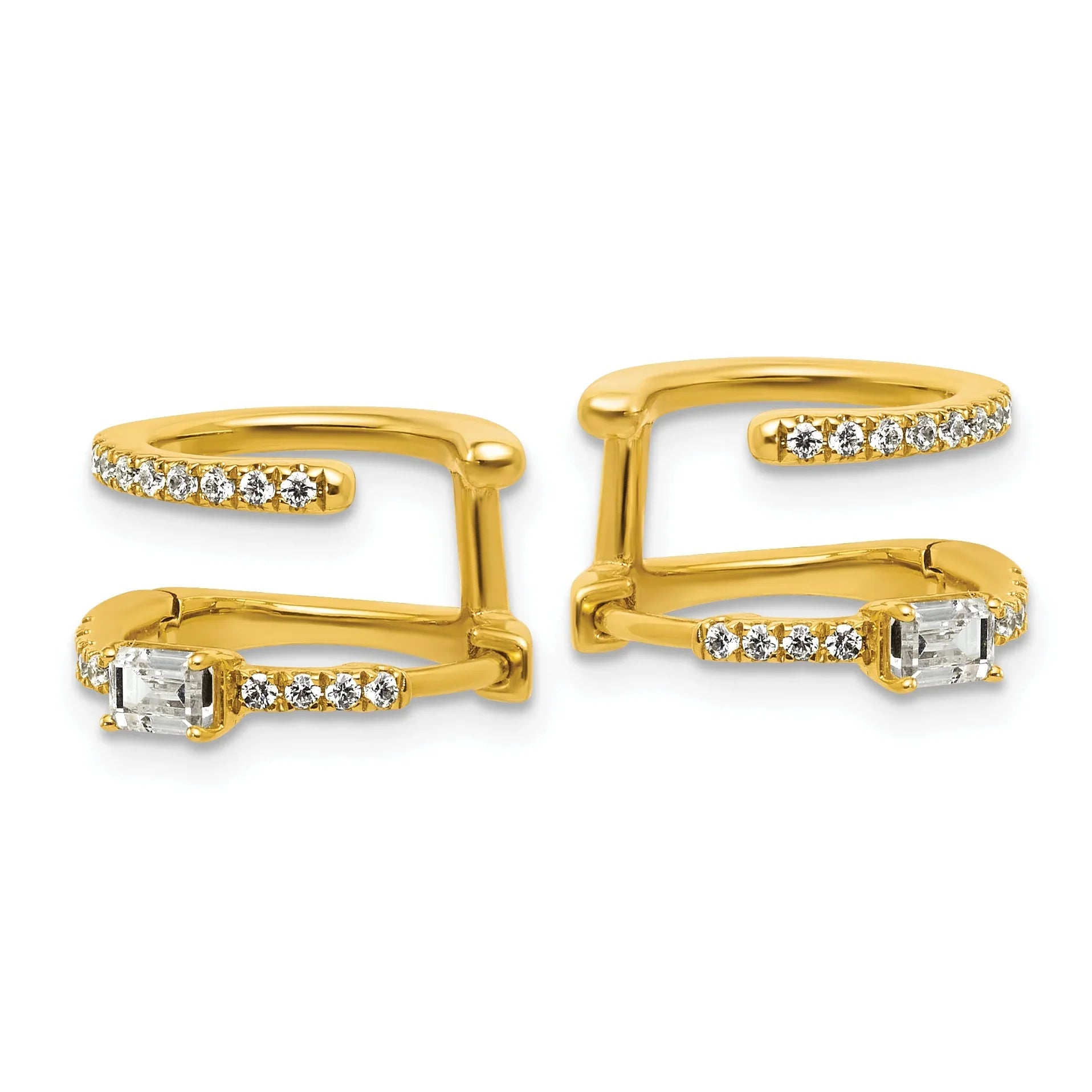 14K Yellow Gold Lab Grown Diamond Hinged Hoop Earrings - Fine Diamond