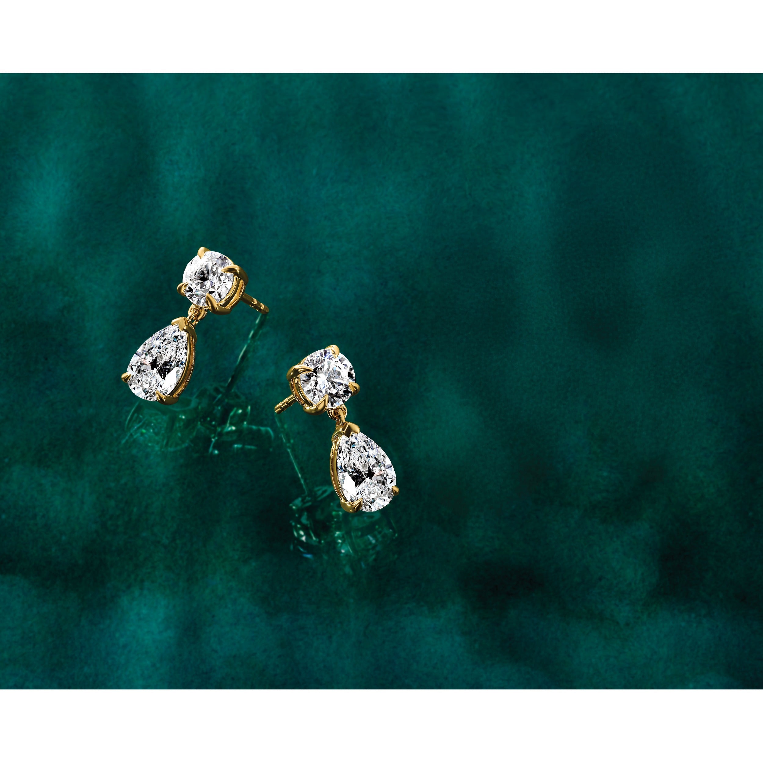 14K Yellow Gold Lab Diamond Post Dangle Earrings