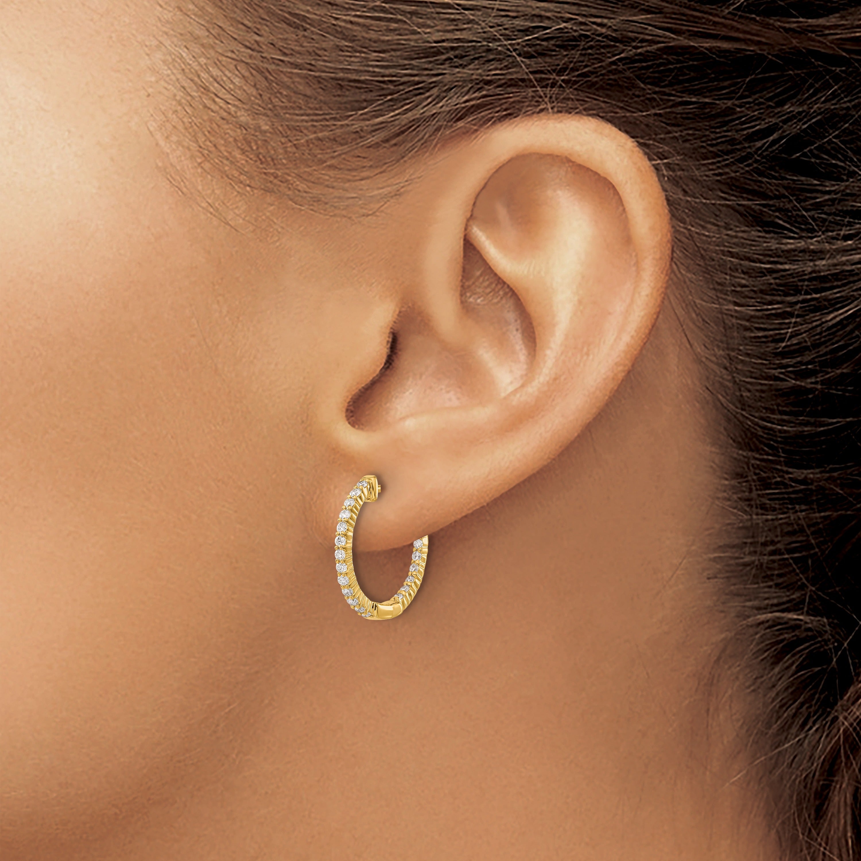 14k Gold Lab Grown Diamond In/Out Hoop Earrings