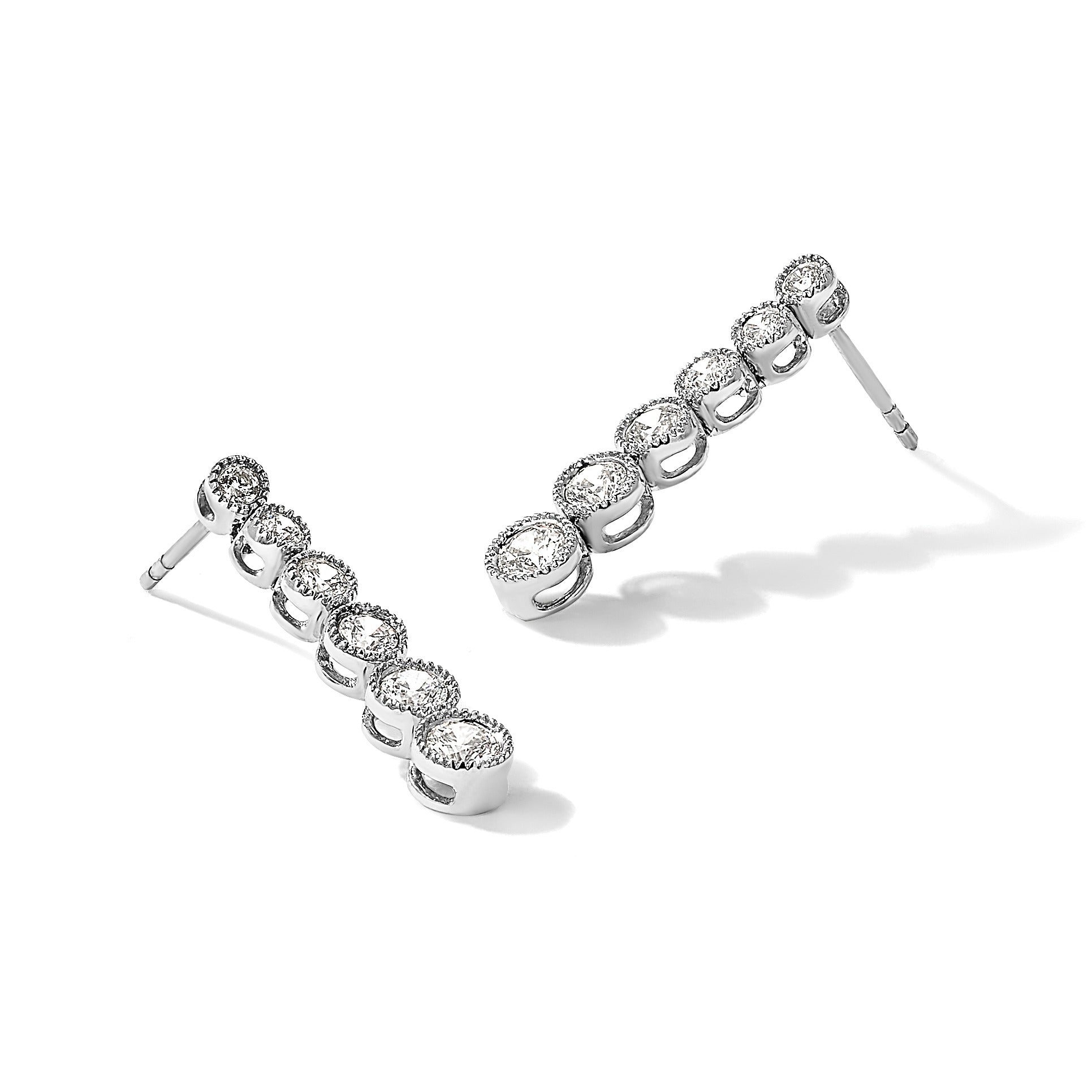 14K Gold Lab Grown Diamond Graduated Dangle Post Earrings