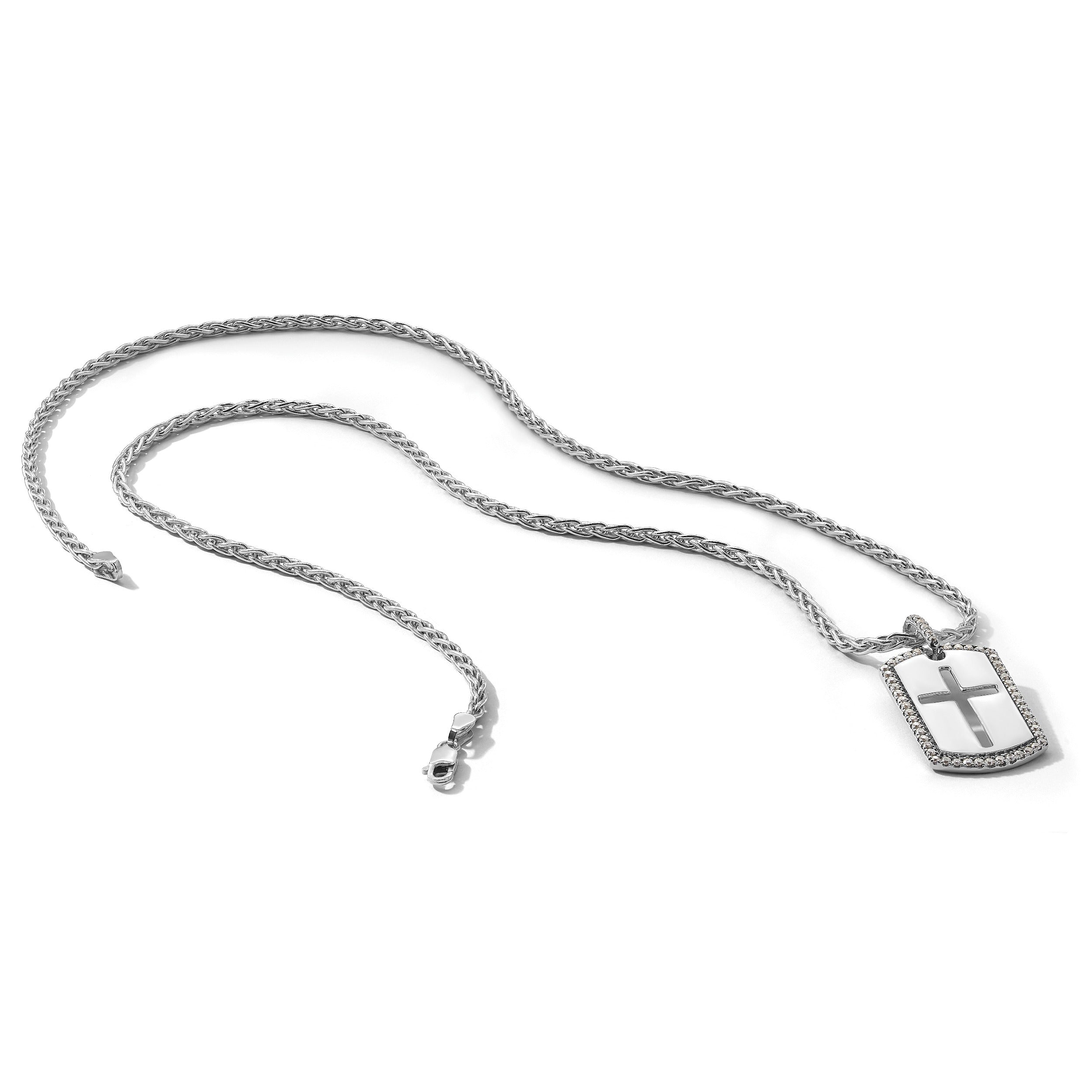 14K Gold 3/4 carat Lab Grown Diamond Cross Dog Tag Pendant