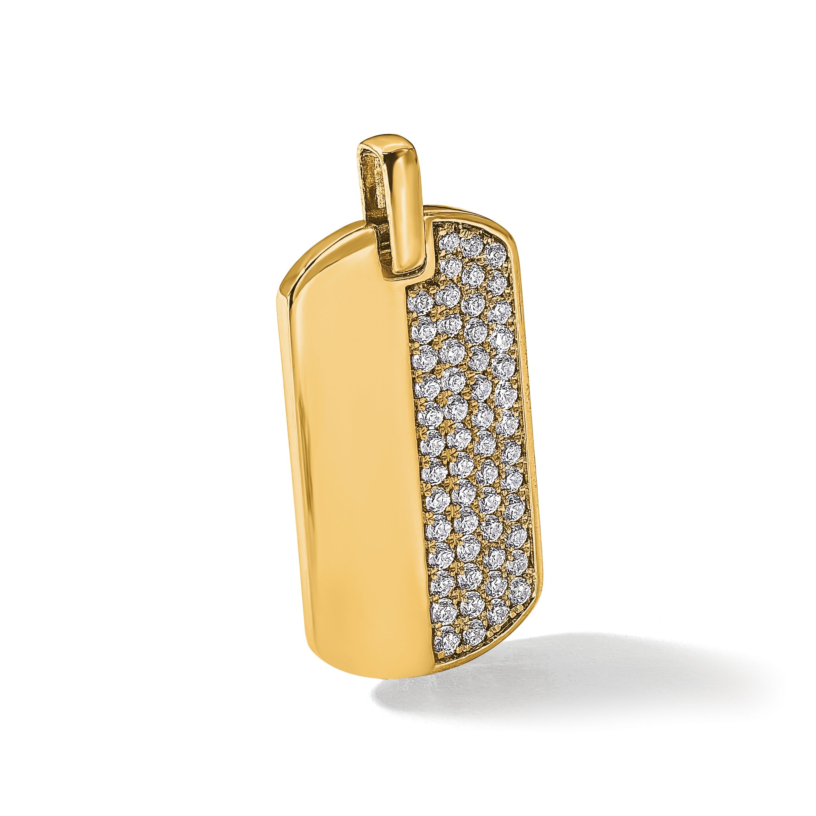 14K Gold 1 carat Lab Grown Diamond Dog Tag Pendant