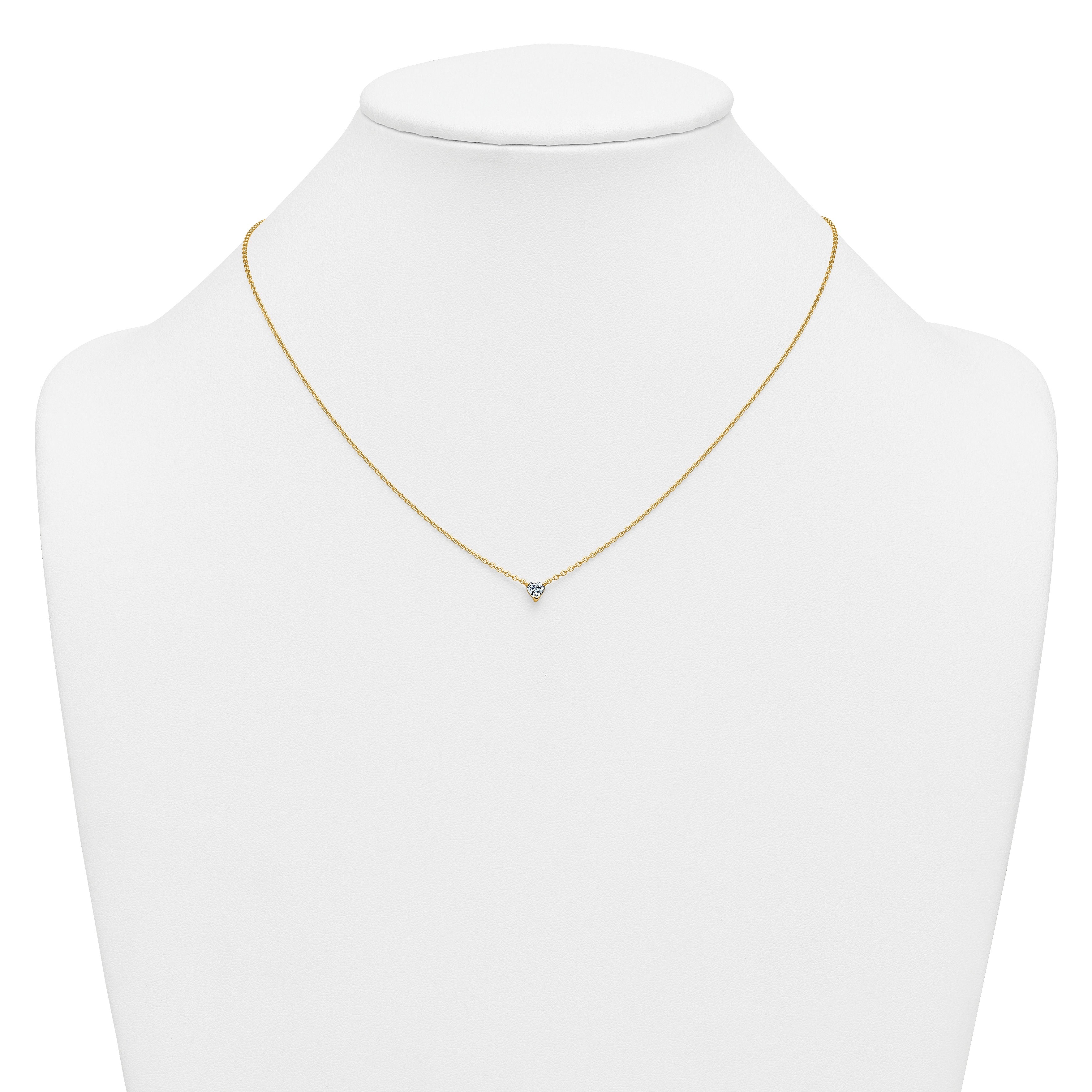 14k Gold Lab Grown Diamond Solitaire Heart Necklace