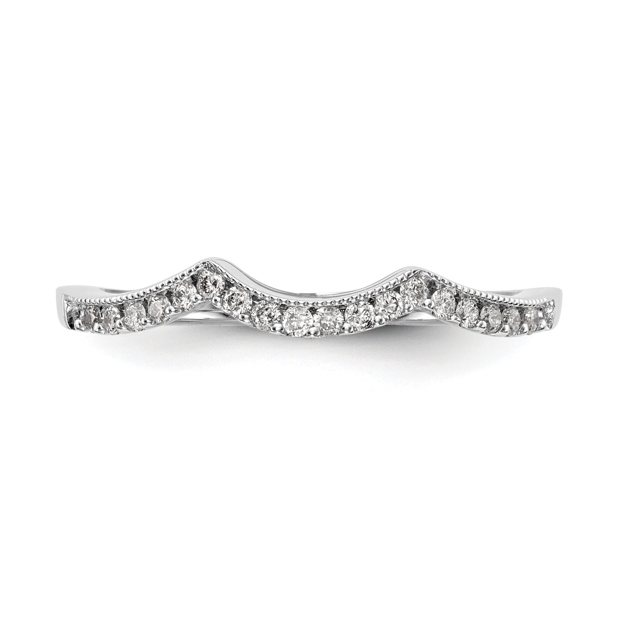 Round Lab Diamond Pavé 14K White Gold Curved Wedding Enhancer Band