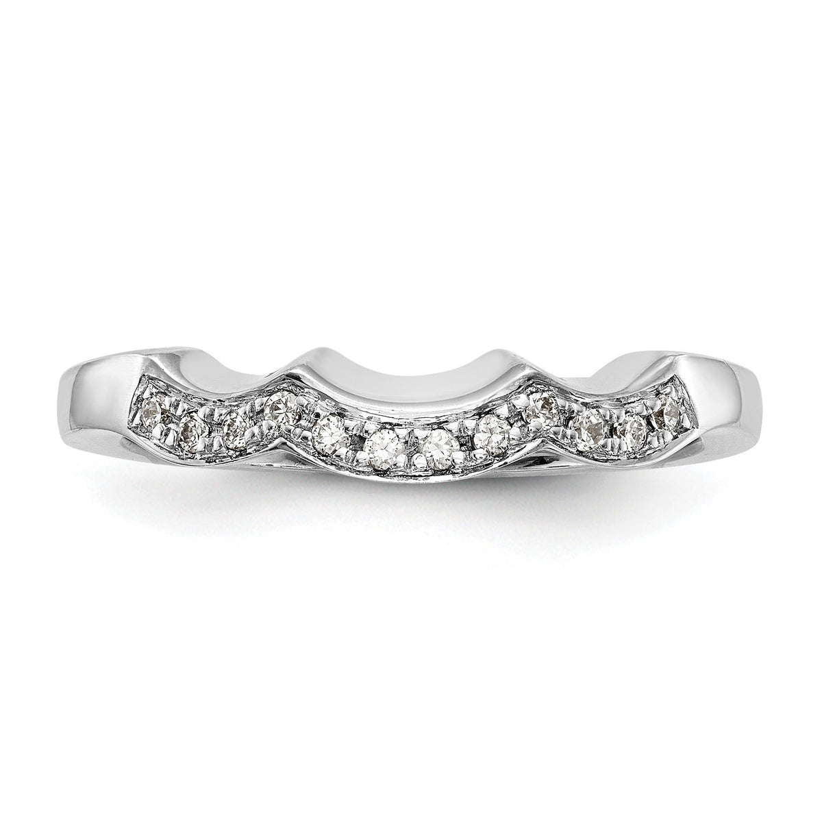 0.12 Ct Round White Lab Grown Diamond Pavé 14K White Gold Wedding Band Enhancer