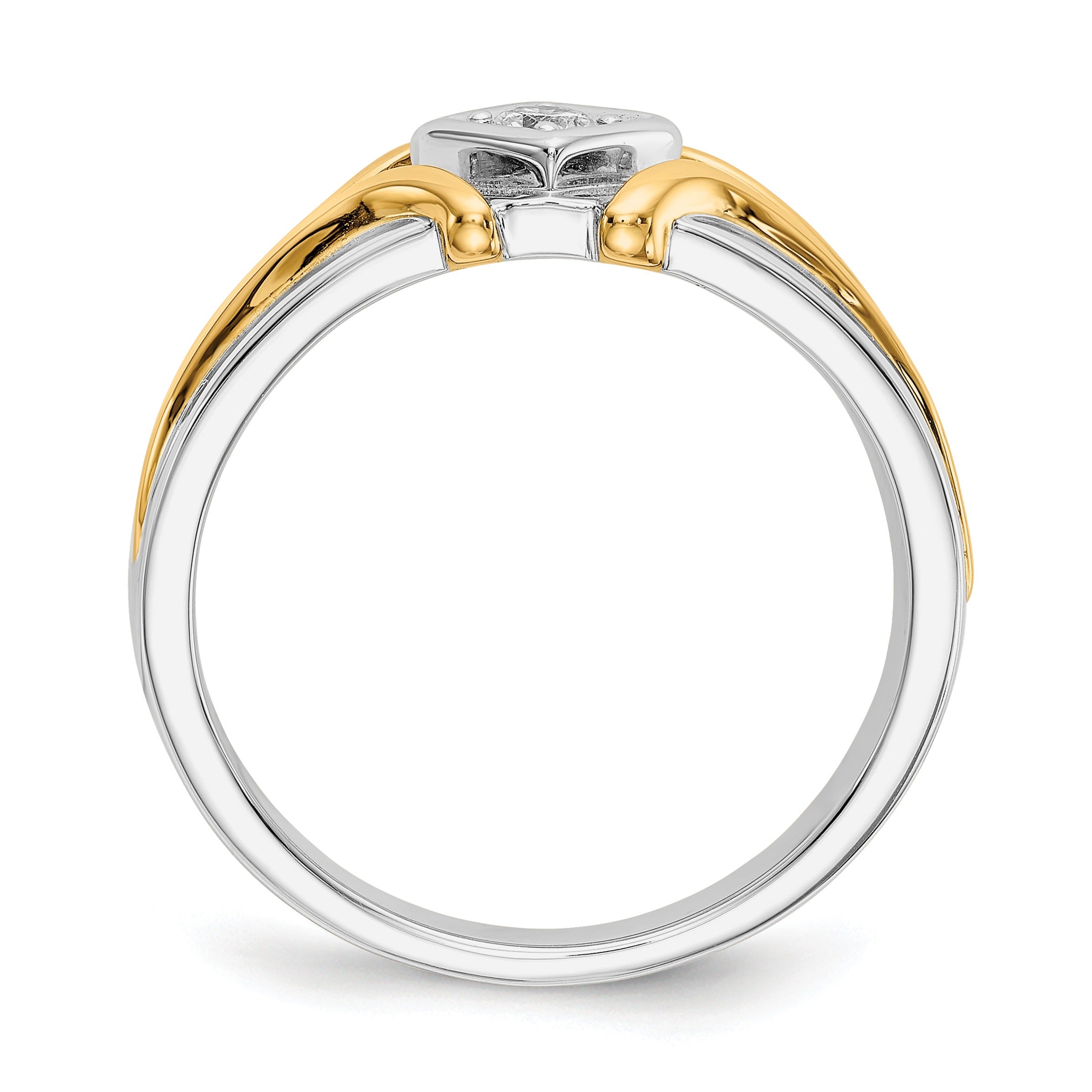 14k Two-Tone Lab Grown Diamond Men's Ring 1/6 ct
