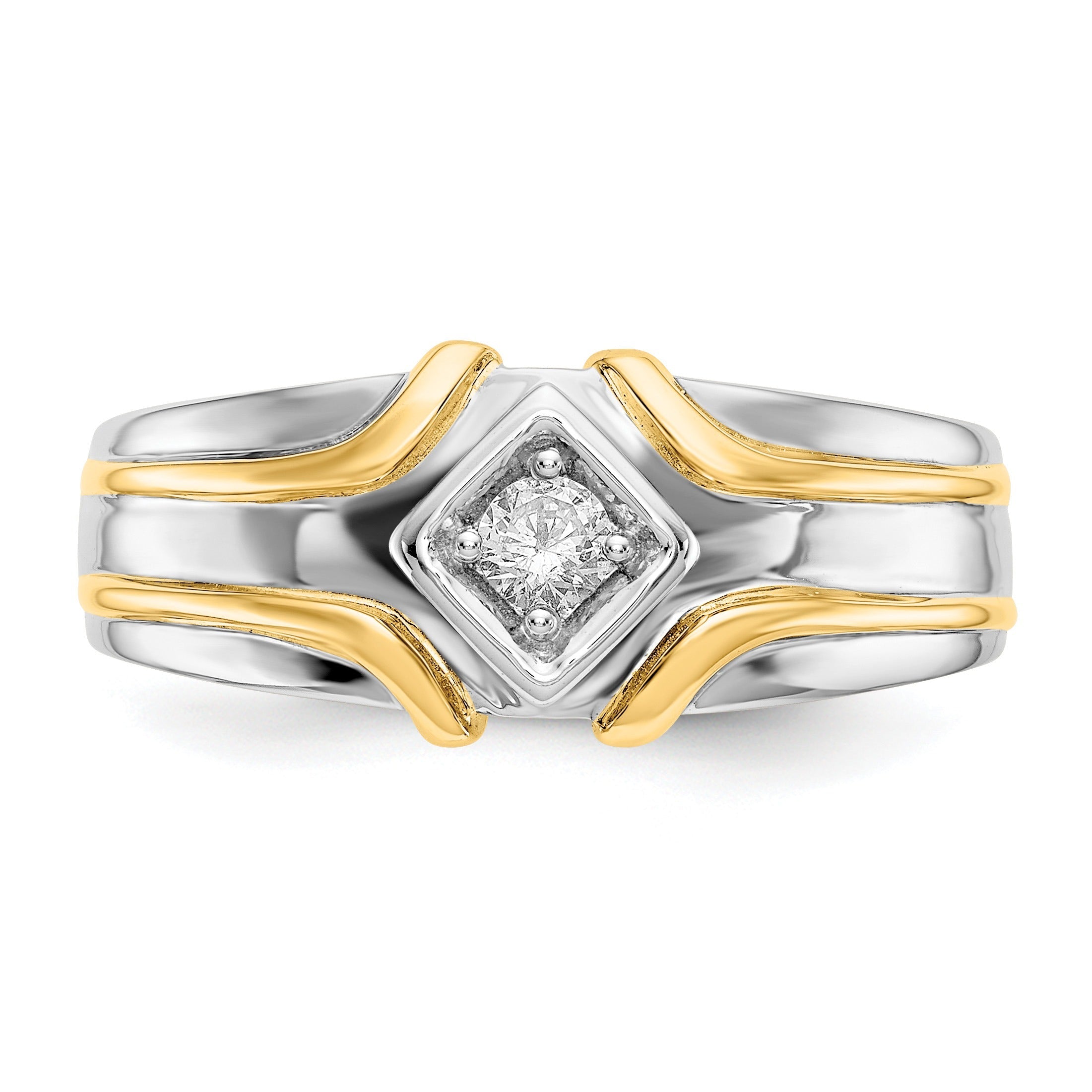 14k Two-Tone Lab Grown Diamond Men's Ring 1/6 ct