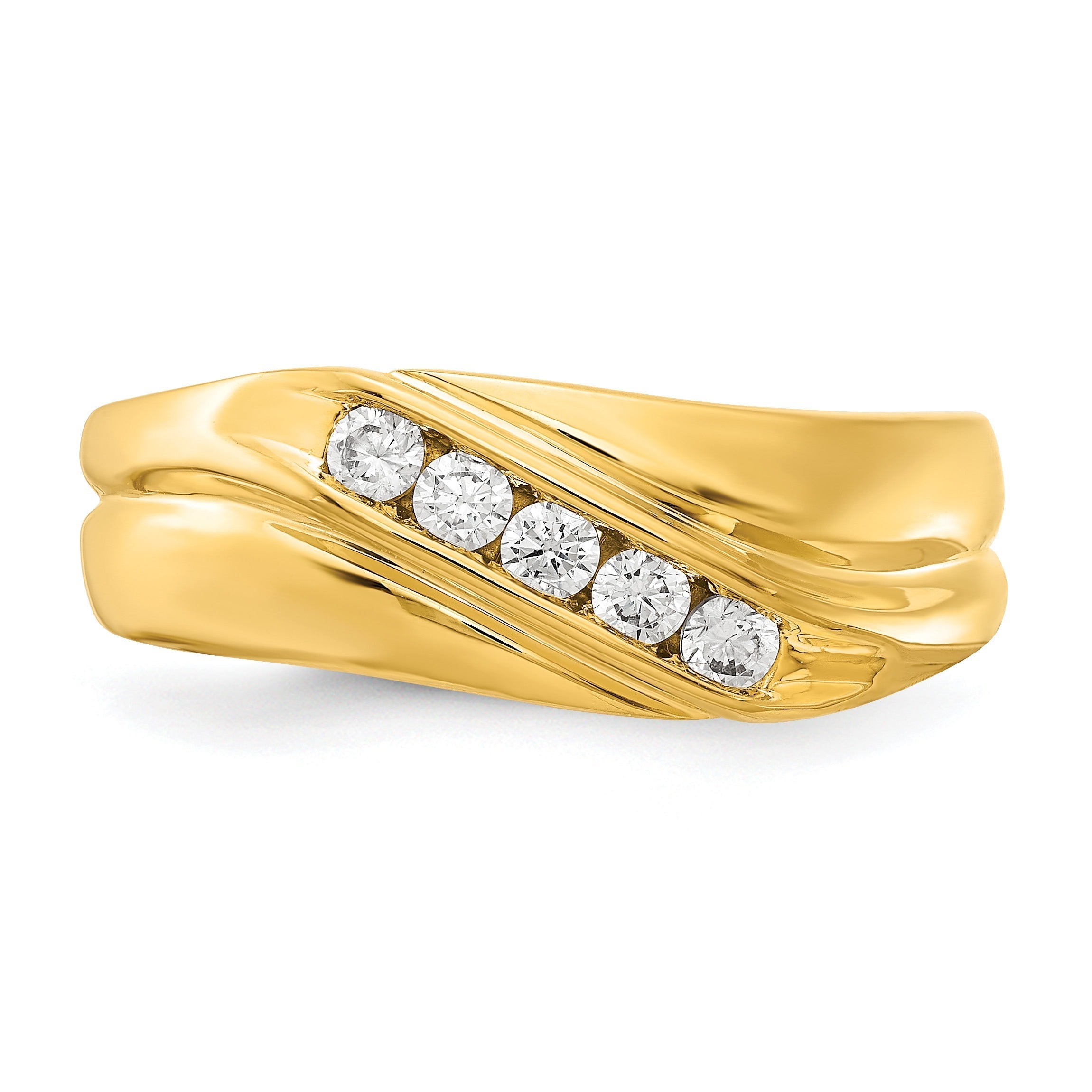 14k Gold 1/3 ct Lab Grown Diamond Five Stone Men's Ring