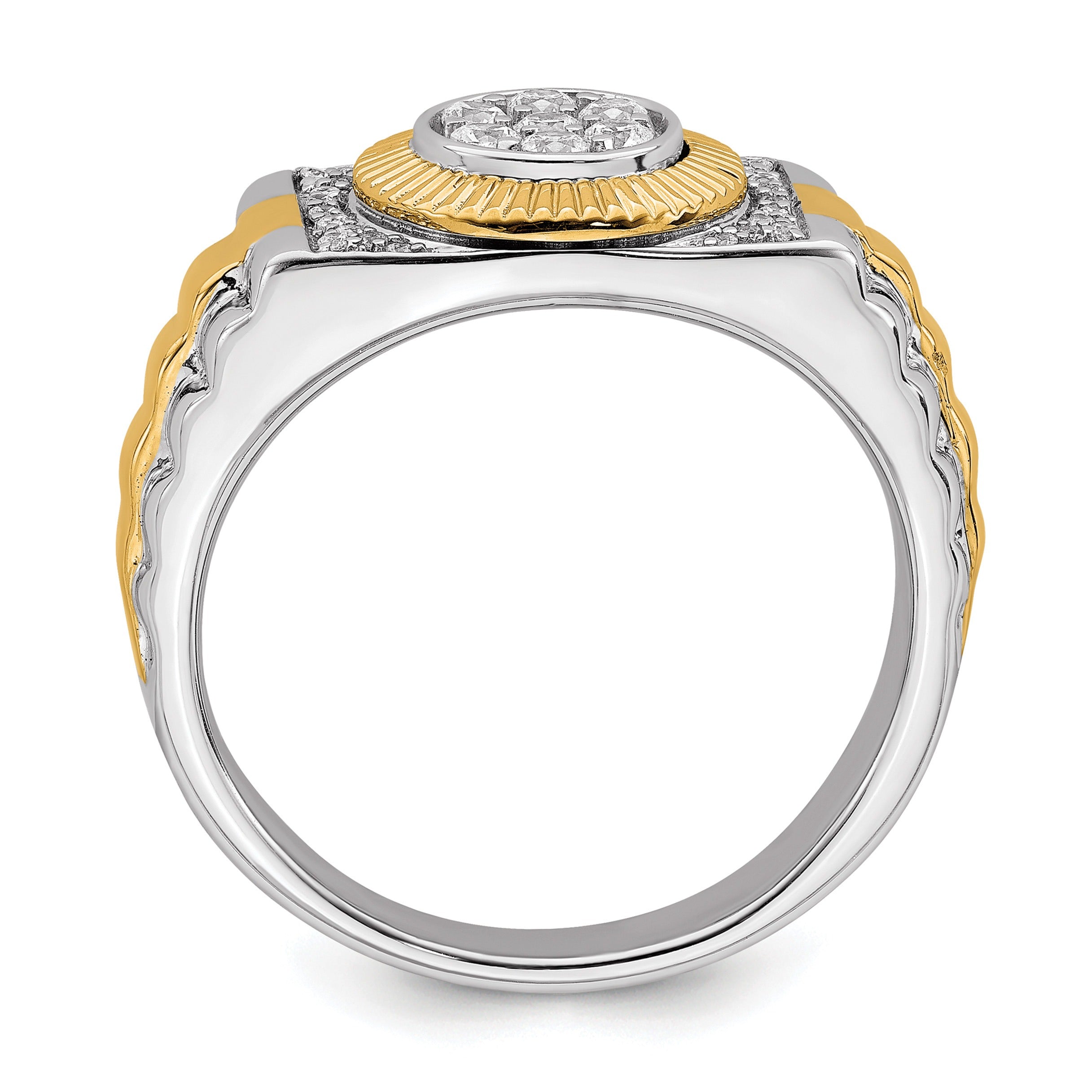 10k Two-Tone 1/3 ct Lab Grown Diamond Cluster Men's Ring