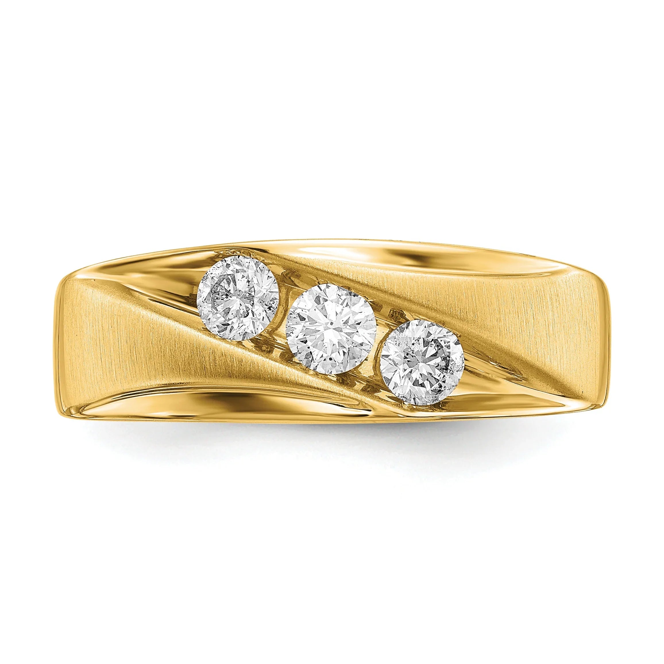 Lab Grown Diamond Three Stone Wedding Band Men Ring 0.625 ct