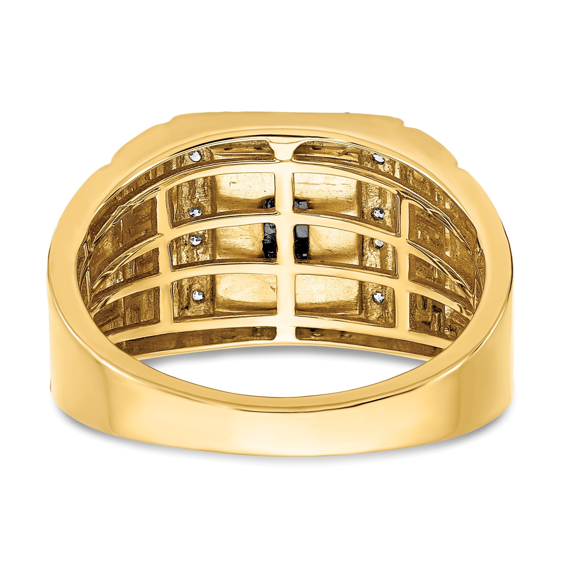 14k Gold 1/5 ct Lab Grown Diamond and Onyx Greek Key Design Men's Ring