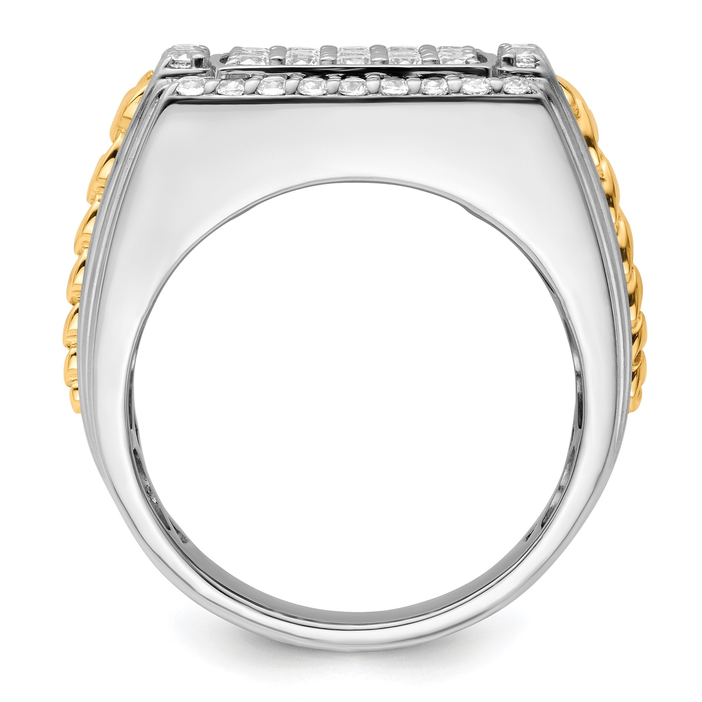 14k Two-Tone 1 1/2 ct Lab Grown Diamond Men's square Ring