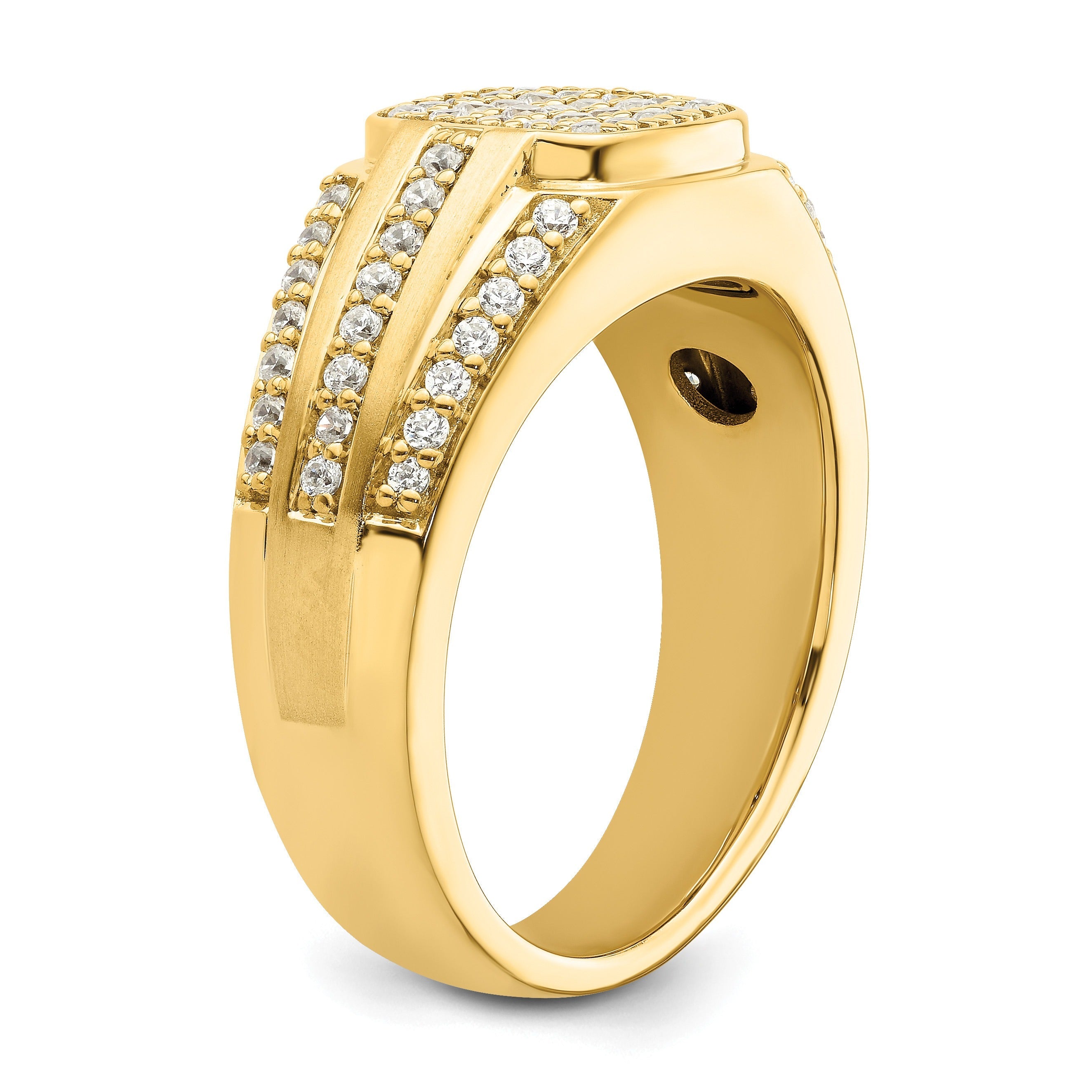 3/4 ct Lab Grown Diamond Men's Pave Cluster Ring 14k Gold