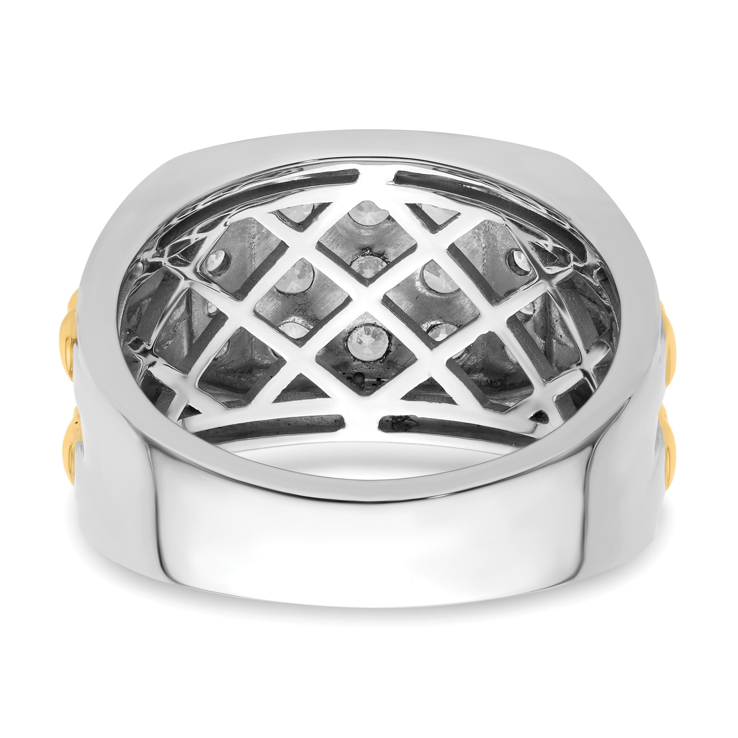 14k Two-Tone 1 1/5 ct Lab Grown Diamond Men's Cluster Ring