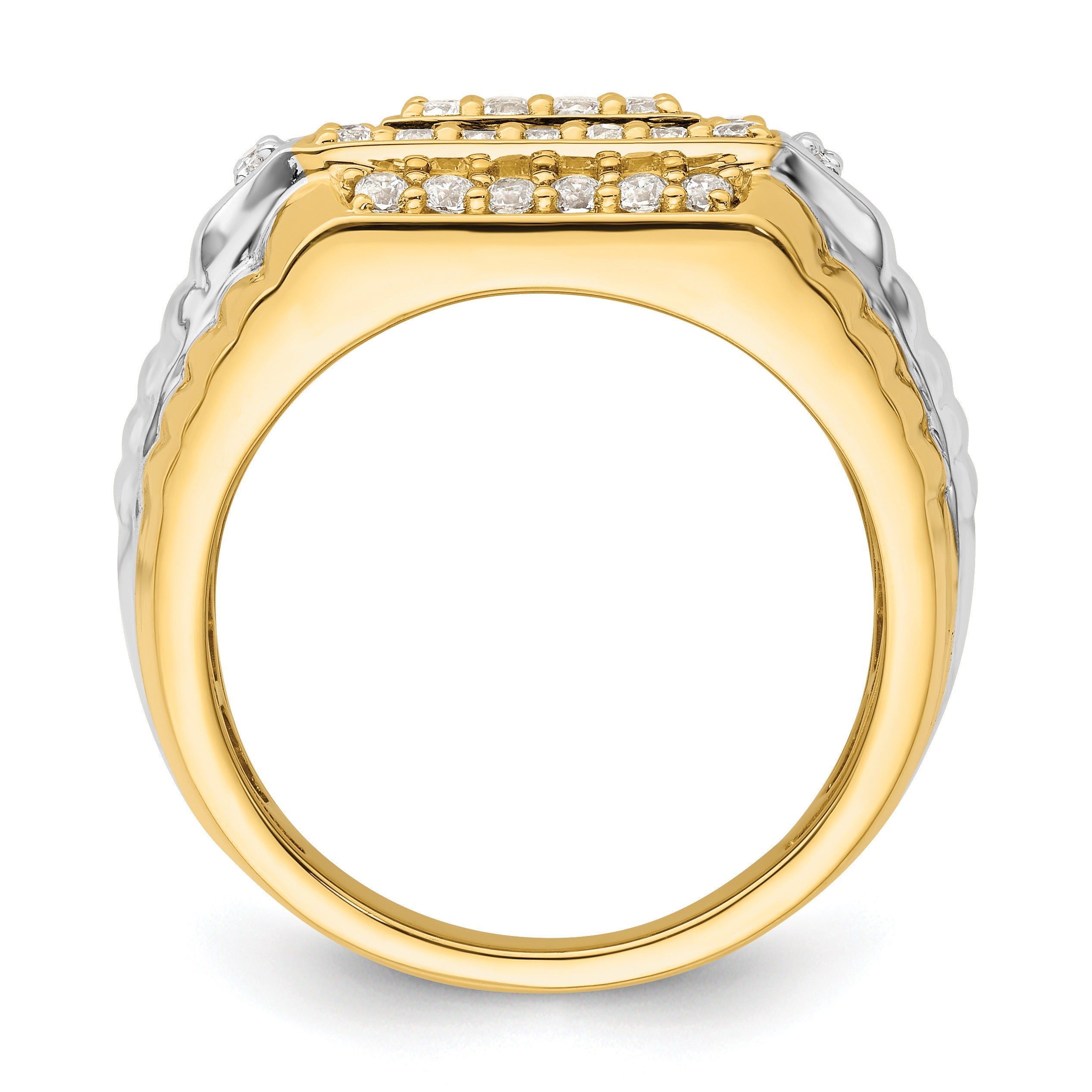 1 ct Lab Grown Diamond Men's Cluster Ring 14k Two-Tone Gold