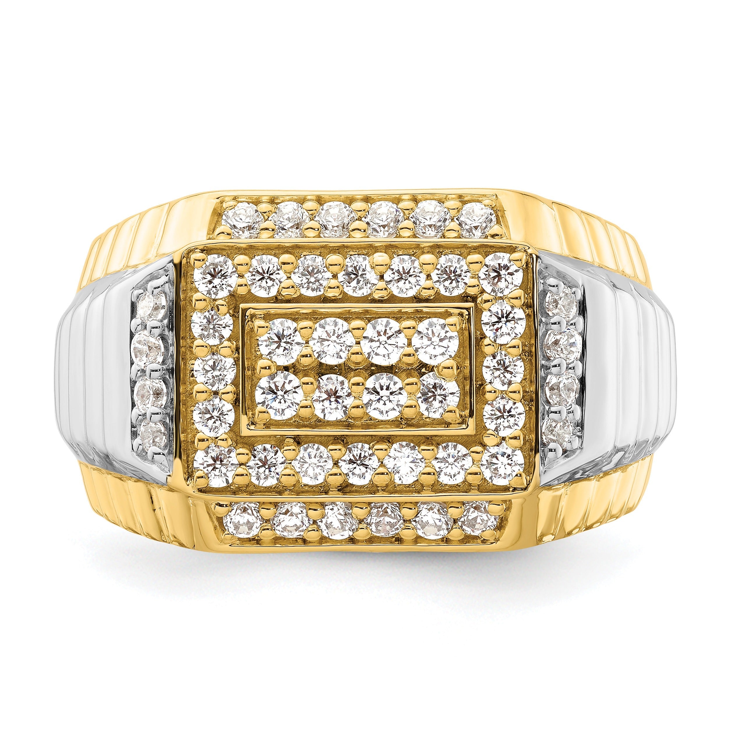 1 ct Lab Grown Diamond Men's Cluster Ring 14k Two-Tone Gold