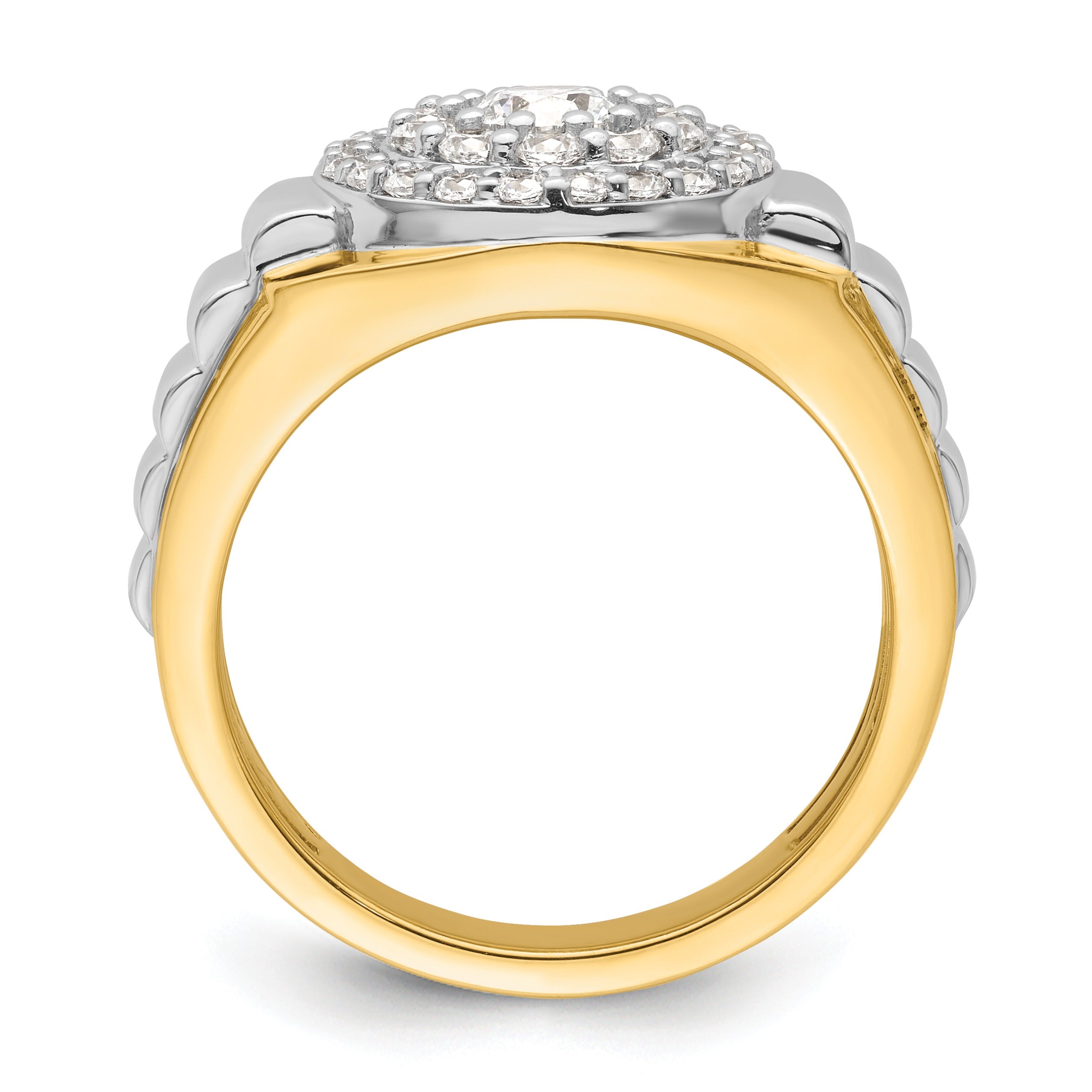 14k Two-Tone 1 1/4 ct Lab Grown Diamond Cluster Men's Ring