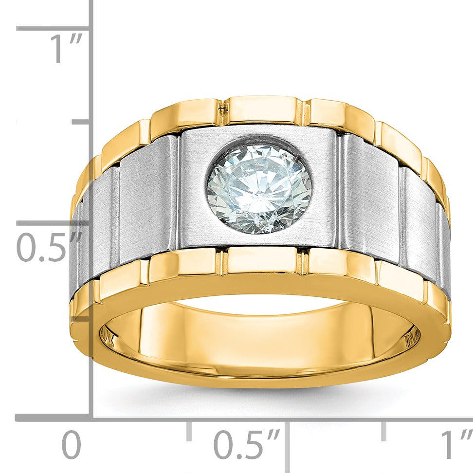 1 ct Lab Grown Diamond Men's Solitaire Ring 14K Two-Tone Gold