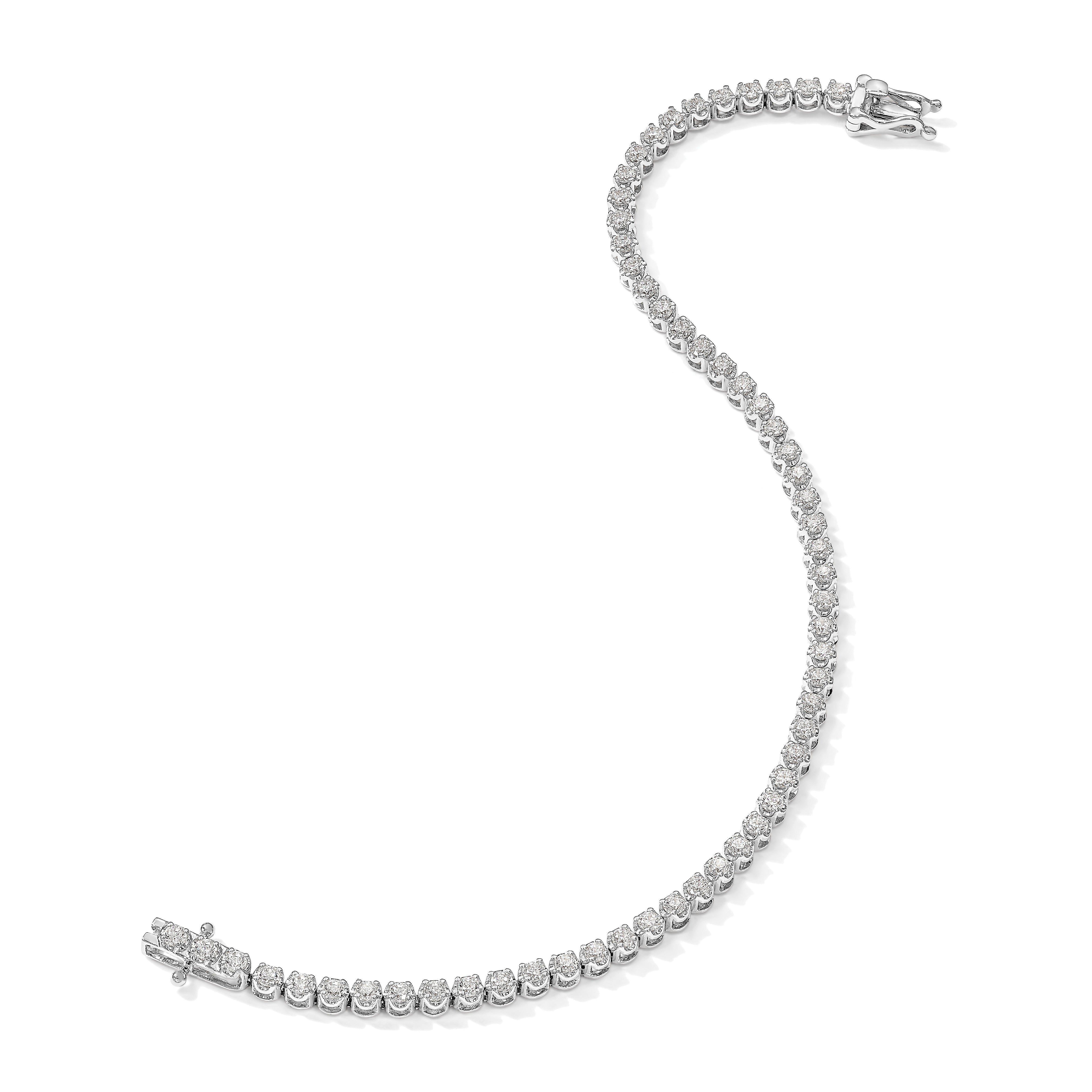 14k White Gold 1 carat Lab Diamond Round Tennis Bracelet