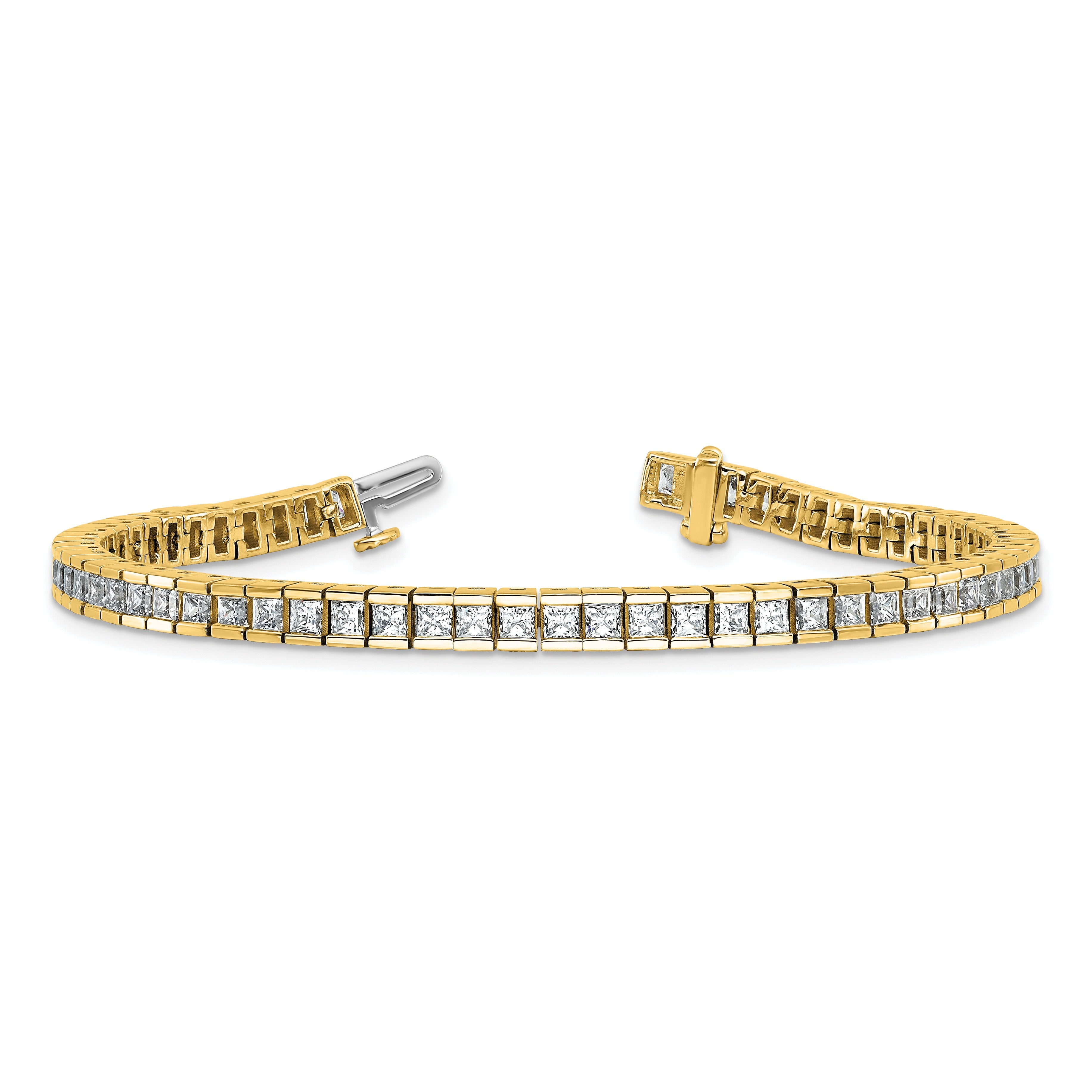 14k Yellow Gold 7 Carat Lab Grown Diamond Tennis Bracelet