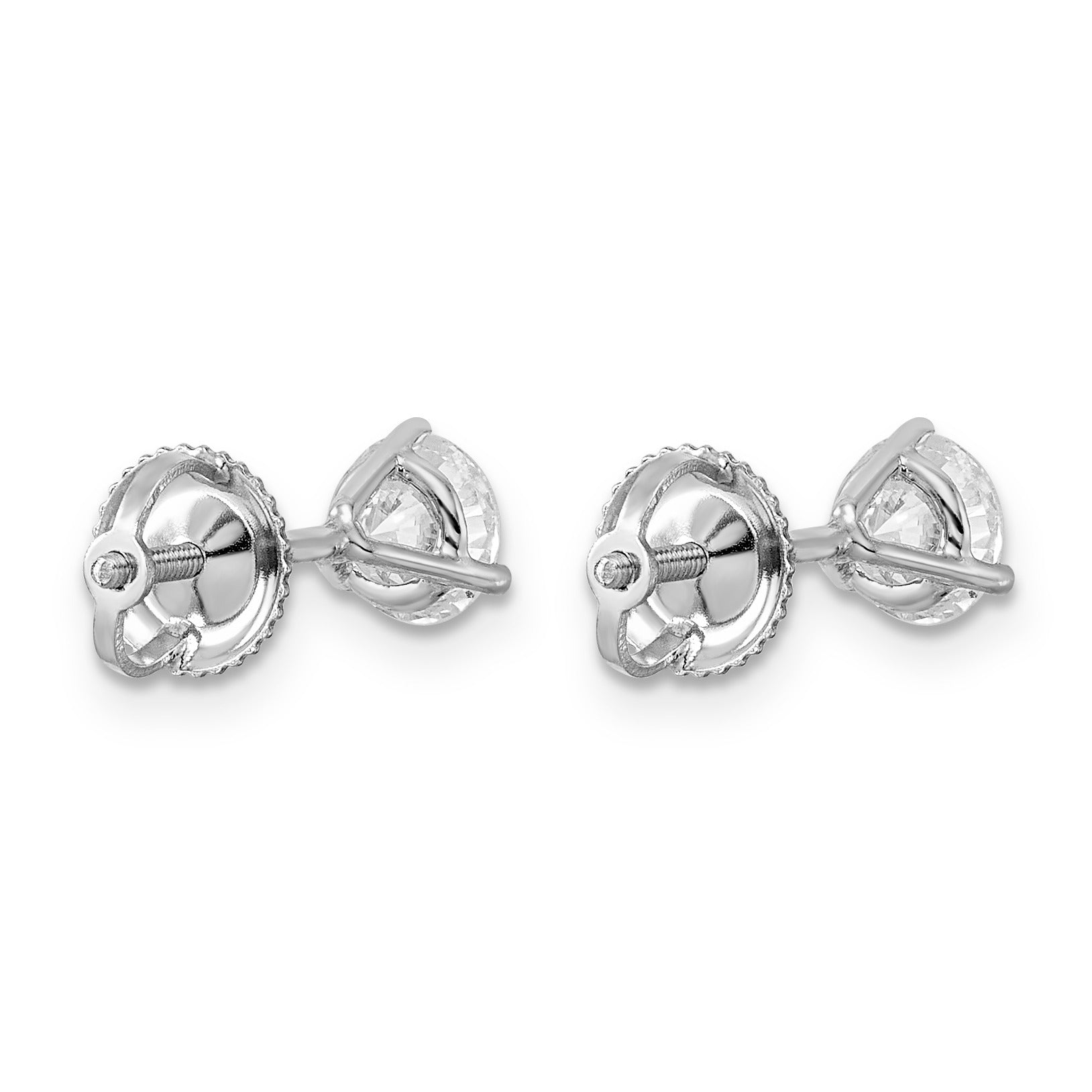 14K White Gold Round Shaped Lab Diamond Stud Earrings
