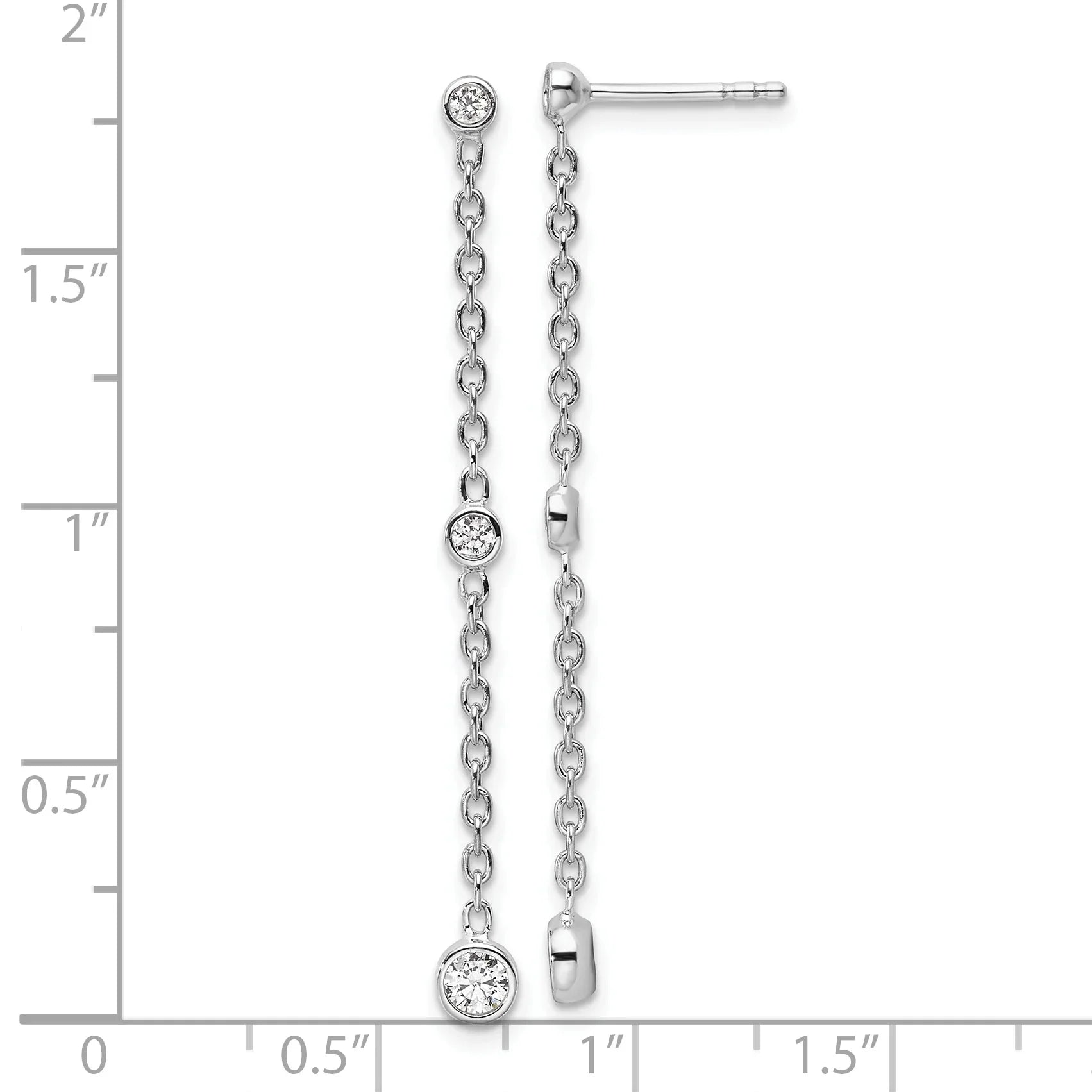 14K Gold Lab Diamond Graduated Dangle Hanging Earrings - Fine Diamond