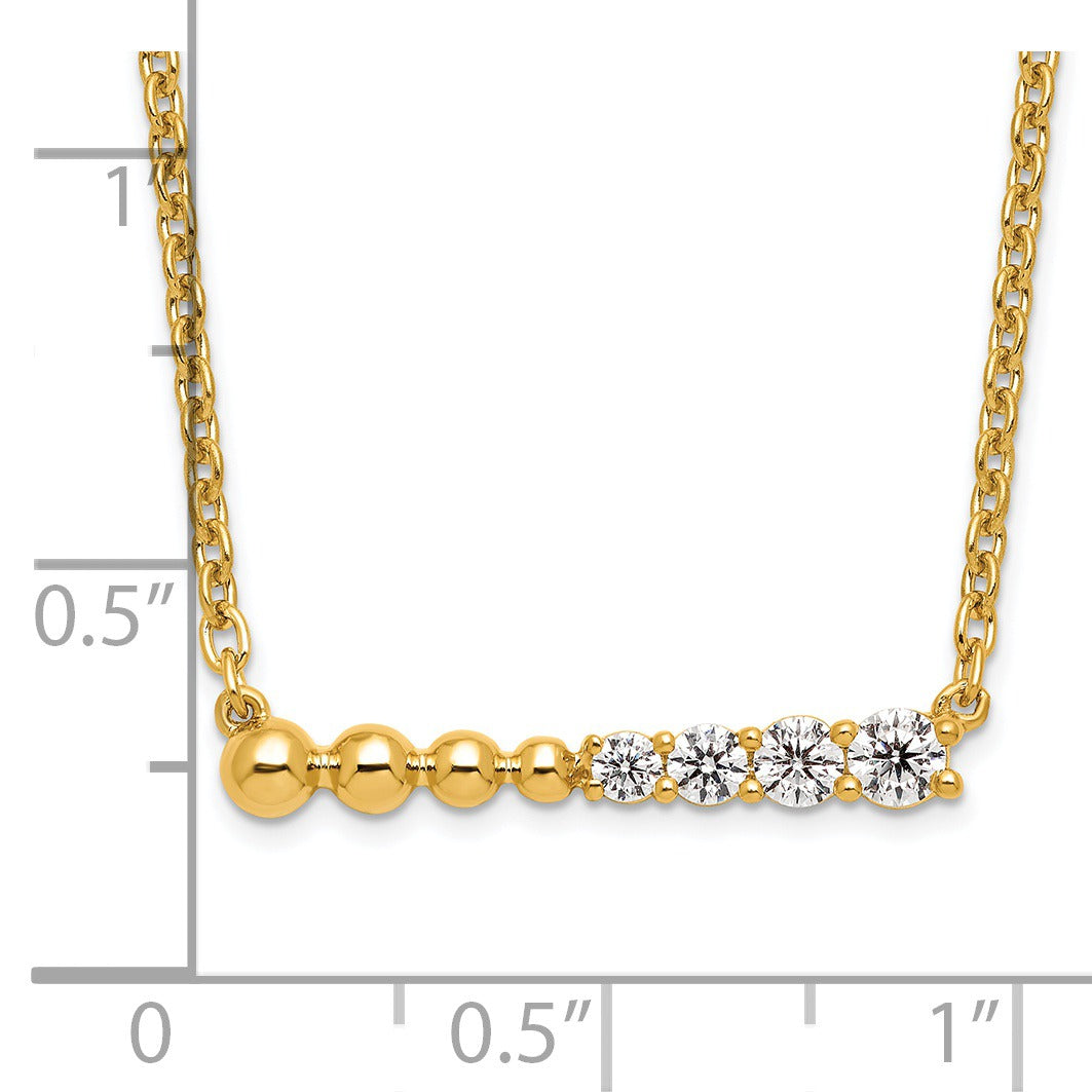 14k Lab Grown Diamond Beaded Bar Necklace