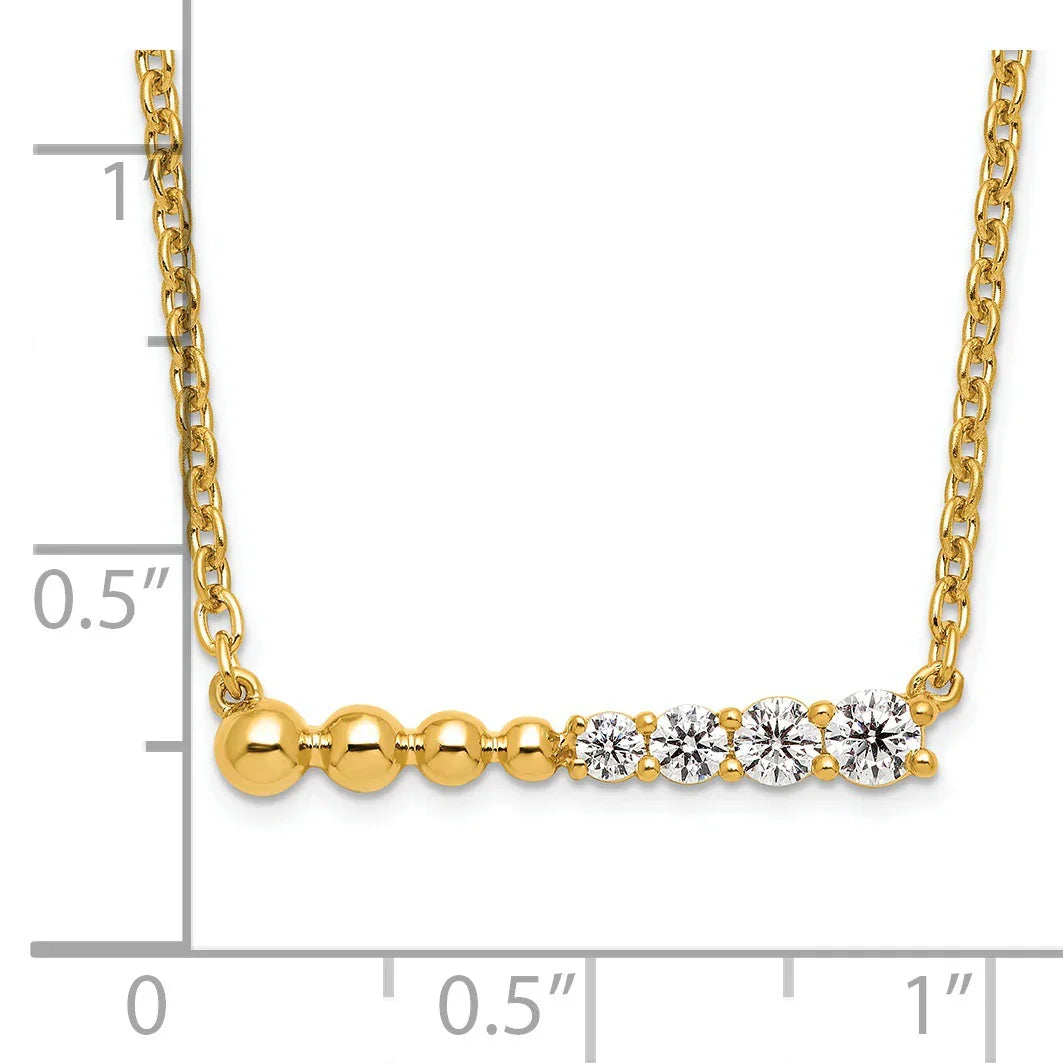 14k Lab Grown Diamond Beaded Bar Necklace - Fine Diamond