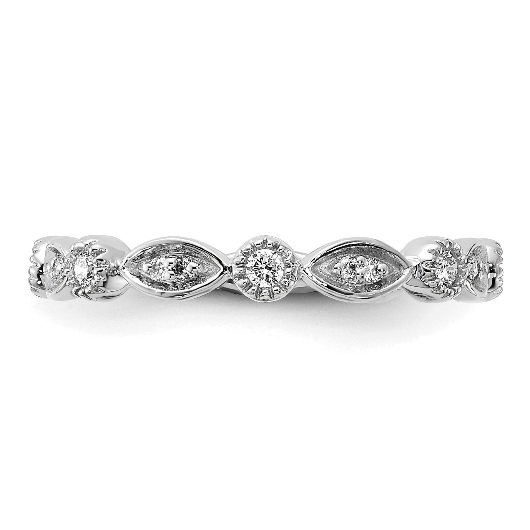 0.2 Ct Round Lab Grown Diamond Bezel 14K White Gold Fashion Enhancer Band
