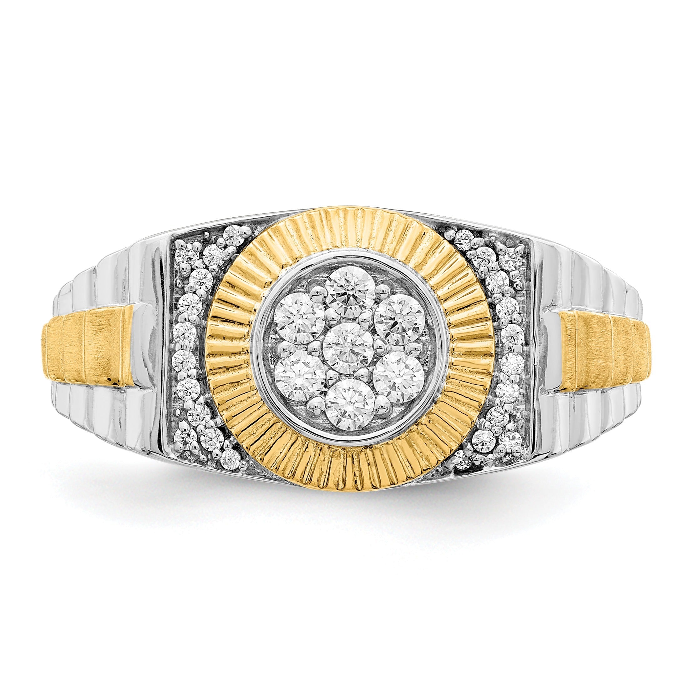 10k Two-Tone 1/3 ct Lab Grown Diamond Cluster Men's Ring