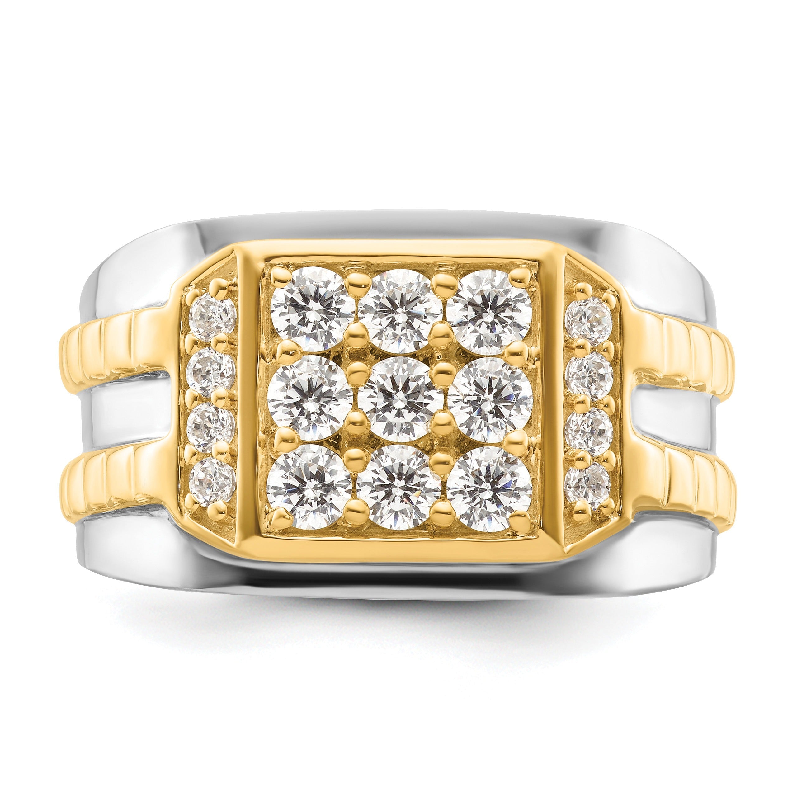 14k Two-Tone 1 1/5 ct Lab Grown Diamond Men's Cluster Ring