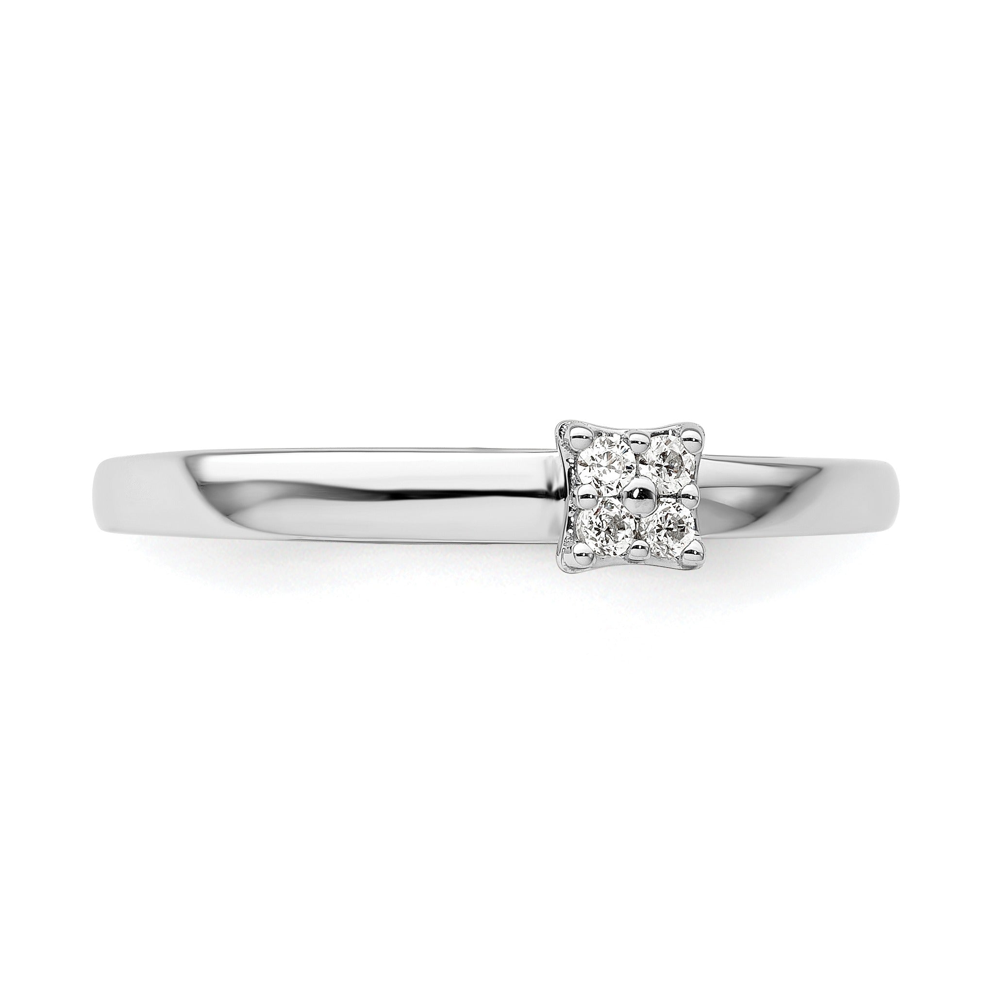 0.05 Ct Round Lab Grown Diamond Cluster 14K White Gold Two Promise Enhancer Band