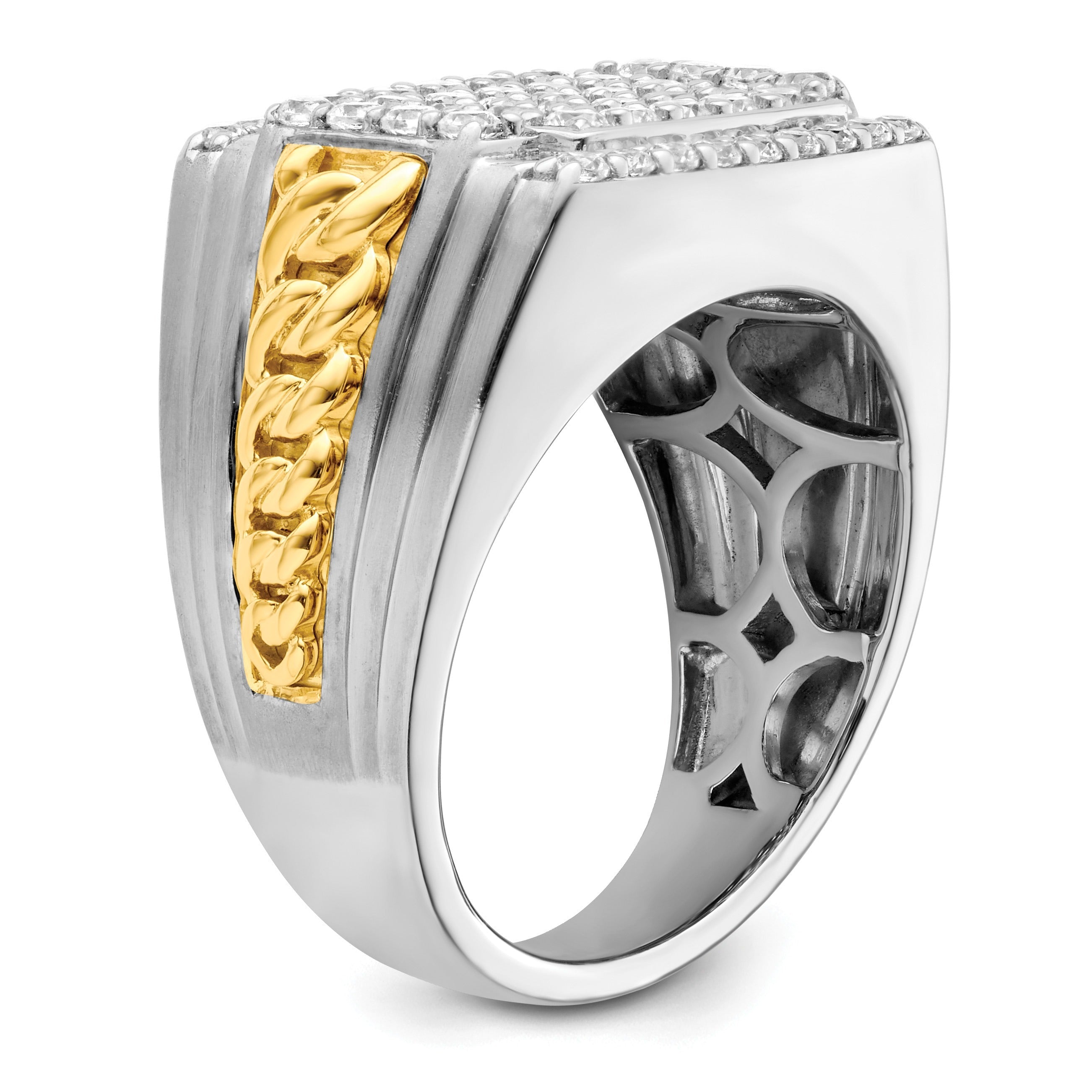 14k Two-Tone 1 1/2 ct Lab Grown Diamond Men's square Ring