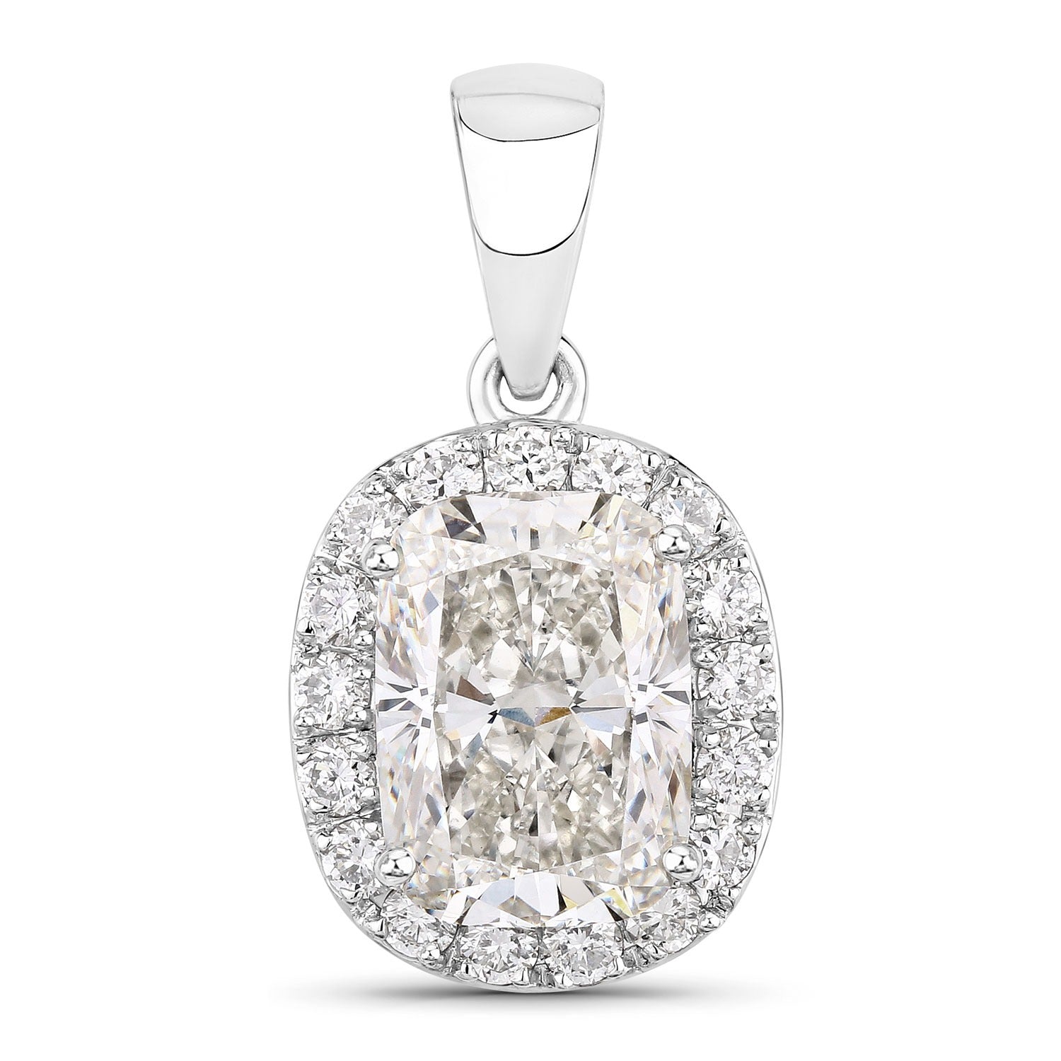 4.58 Ct Cushion Lab Grown Diamond Prong Platinum Bridal Halo Pendant