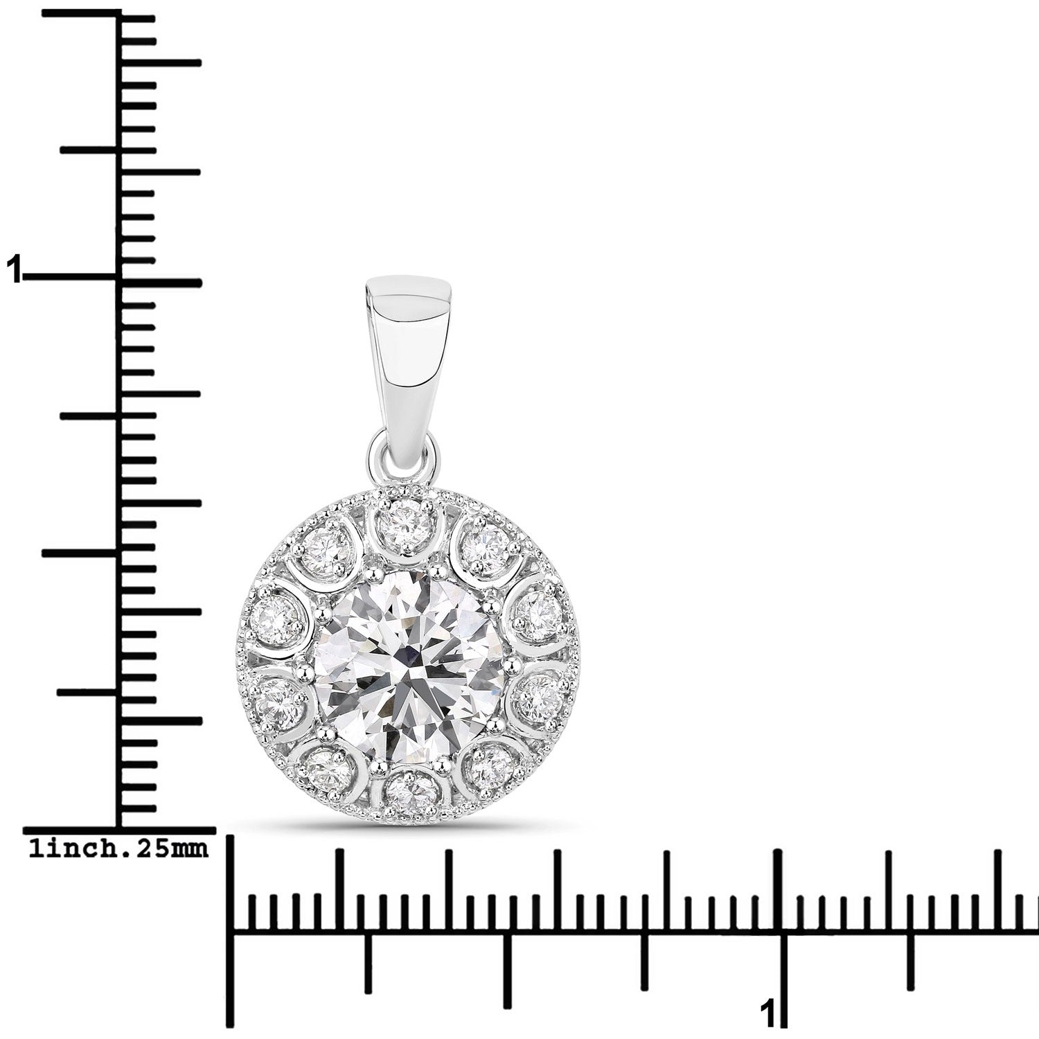 2.32 Ct Round Lab Grown Diamond Platinum Bridal Halo Floral Pendant