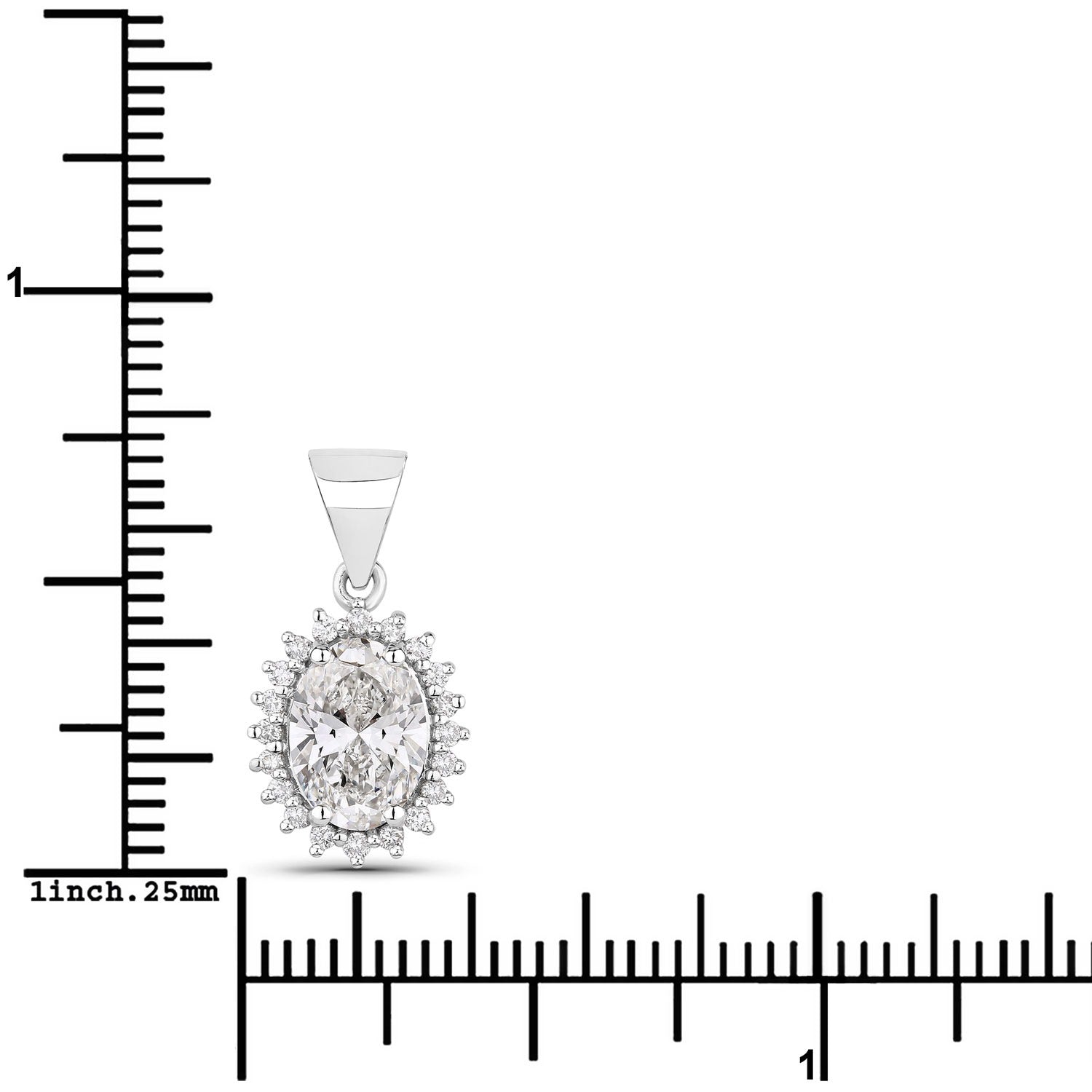 1.23 Ct Oval Lab Diamond Prong Platinum Floral Bridal Halo Pendant