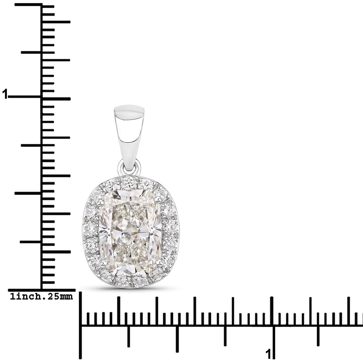4.58 Ct Cushion Lab Grown Diamond Prong Platinum Bridal Halo Pendant