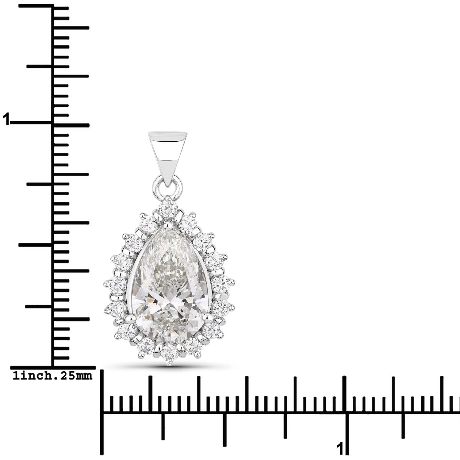 3.56 Ct Pear Lab Diamond Prong Platinum Halo Floral Teardrop Bridal Pendant