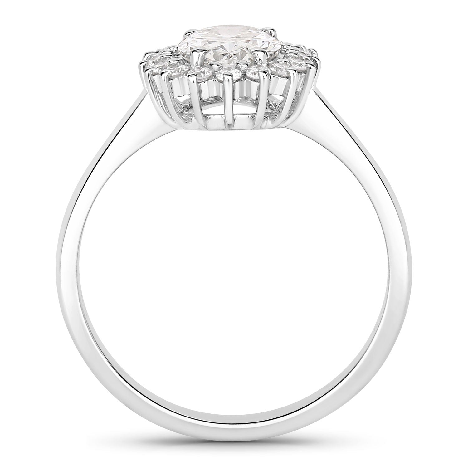 1.28 Ct Oval Lab Diamond Prong Platinum Halo Bridal Floral Ring