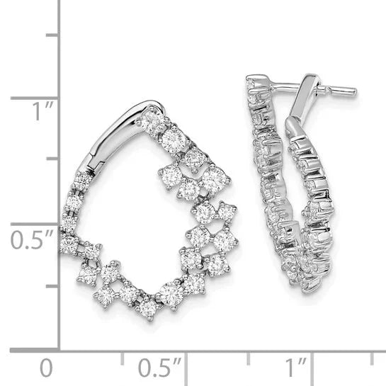 14K Gold Lab Grown Diamond Unique Hoop Earrings - Fine Diamond