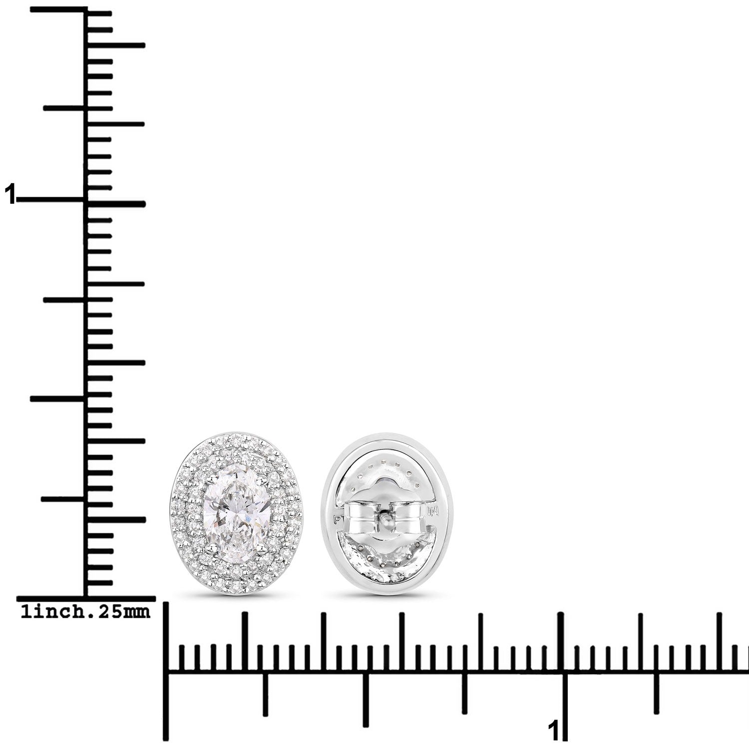 1.32 Ct. Oval Lab Grown Diamond Prong Platinum Double Bridal Halo Stud Earrings