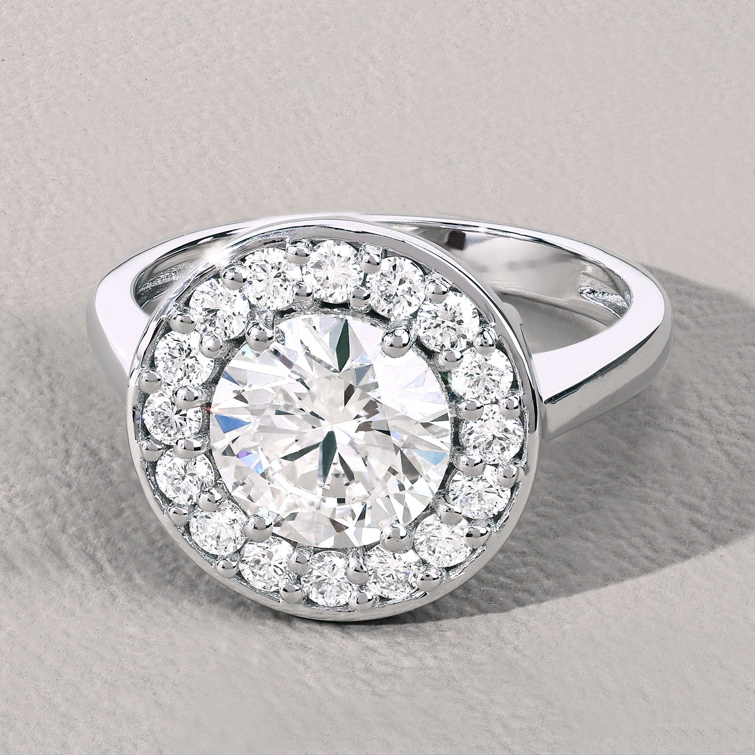 2.48 Ct Round Lab Grown Diamond Platinum Halo Bridal Ring