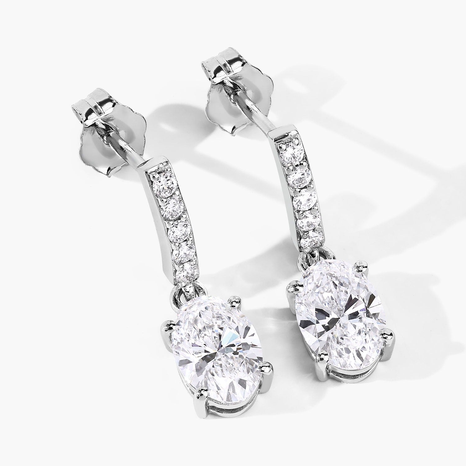 1.64 Ct Oval Lab Grown Diamond Prong Platinum Dangle Drop Bridal Earrings