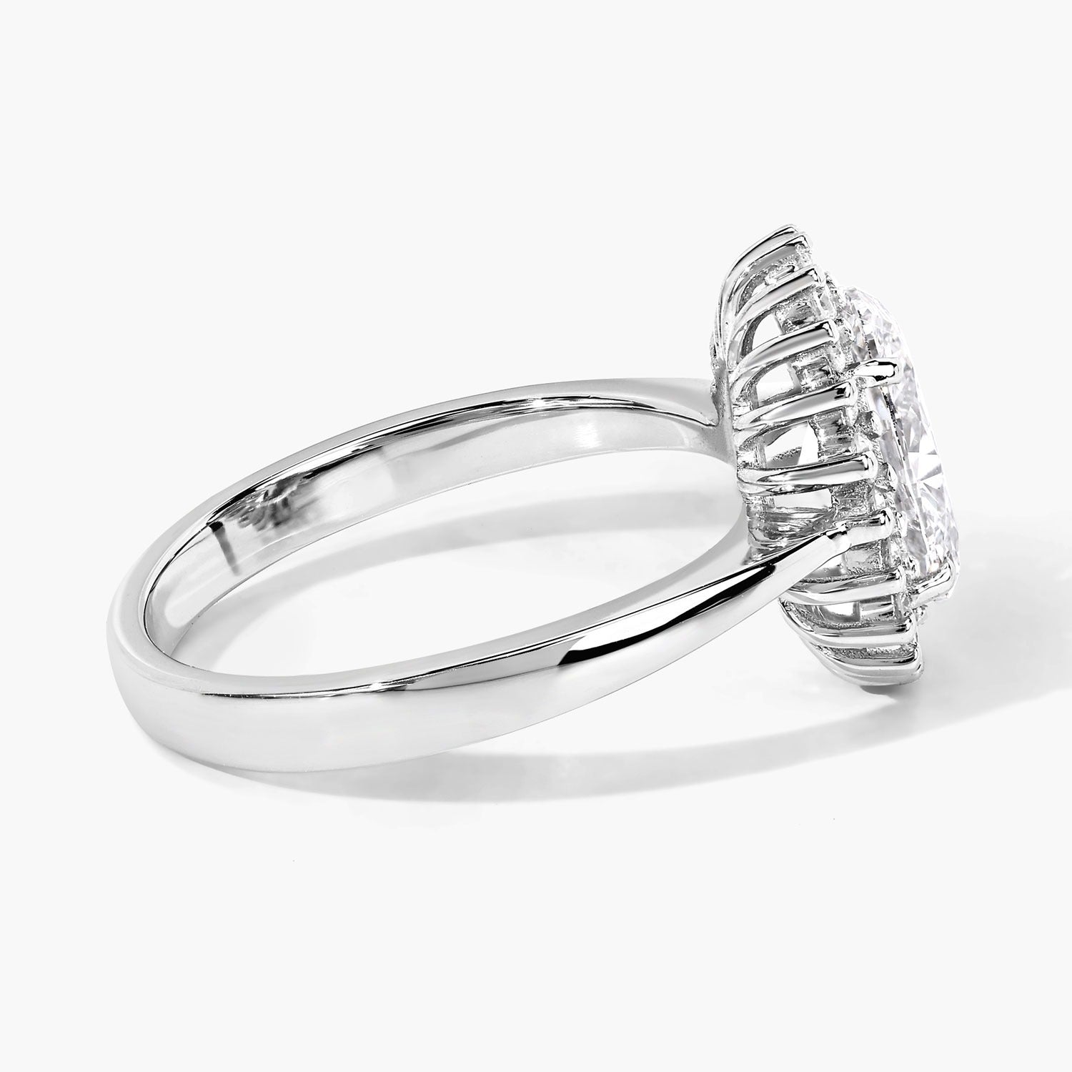 Halo Style 1.73 Ct Lab Diamond Oval Platinum Bridal Floral Ring