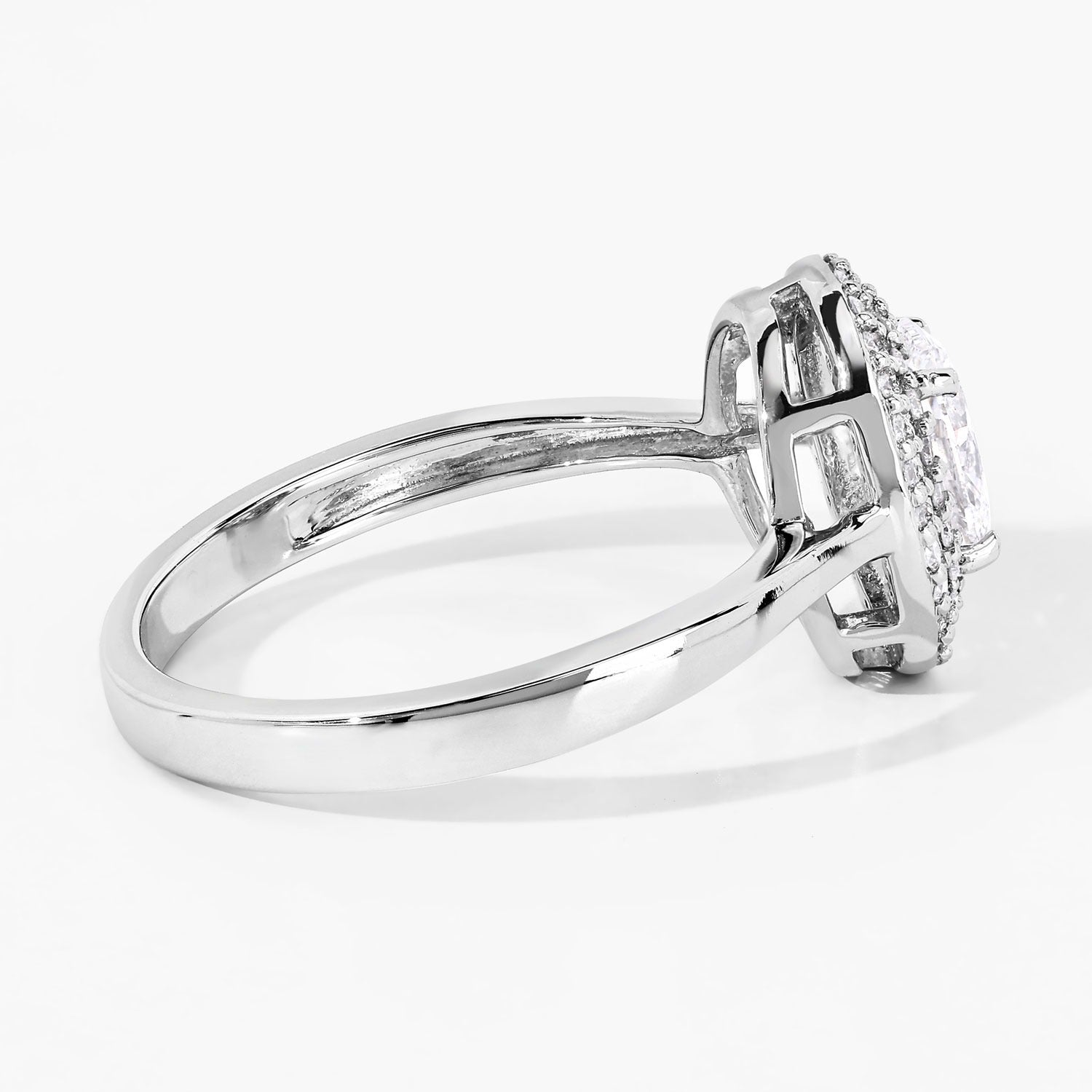 0.91 Ct Oval Lab Grown Diamond Platinum Double Halo Bridal Ring