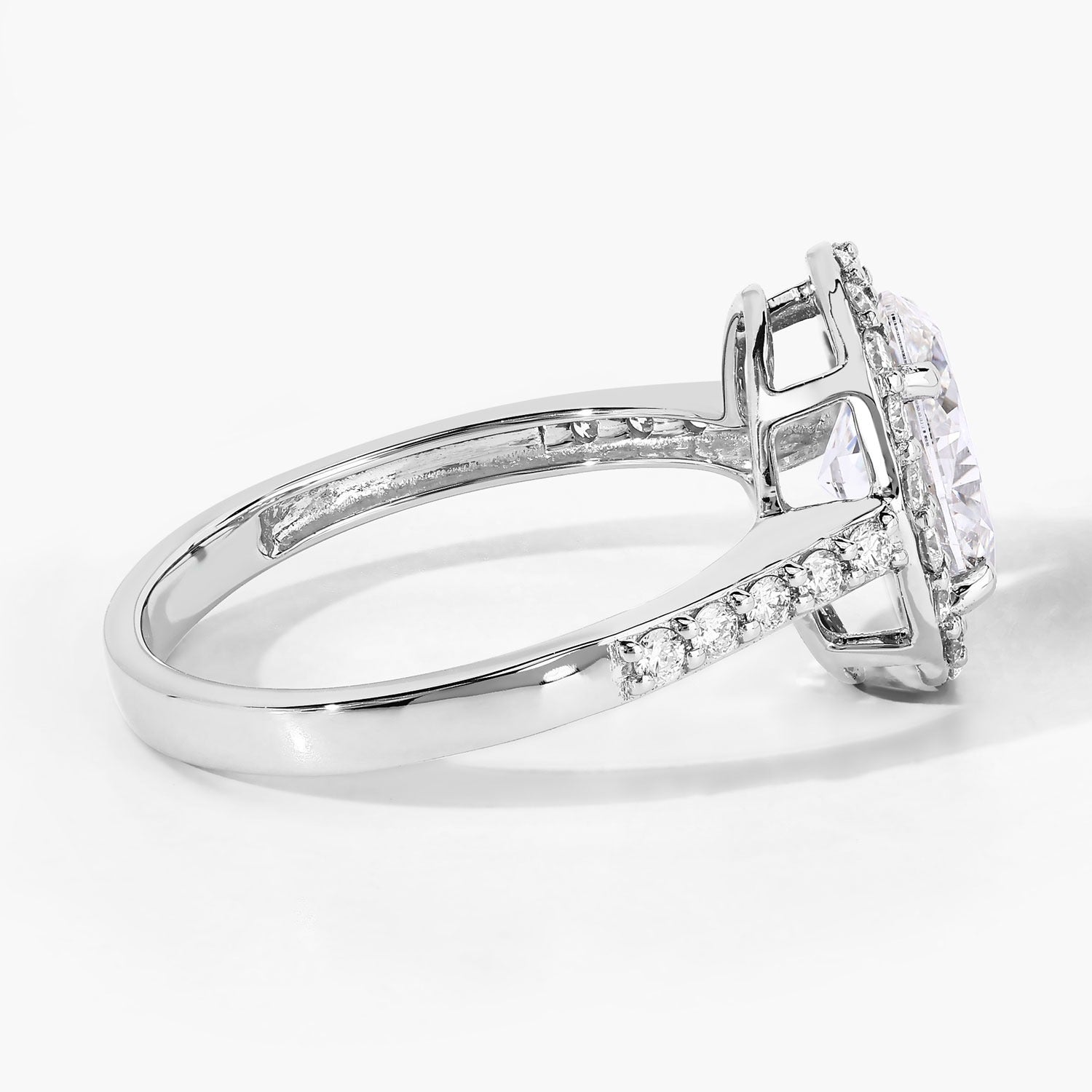 1.98 Ct Oval Lab Diamond Platinum Prong Halo Bridal Cathedral Ring with Pave Band
