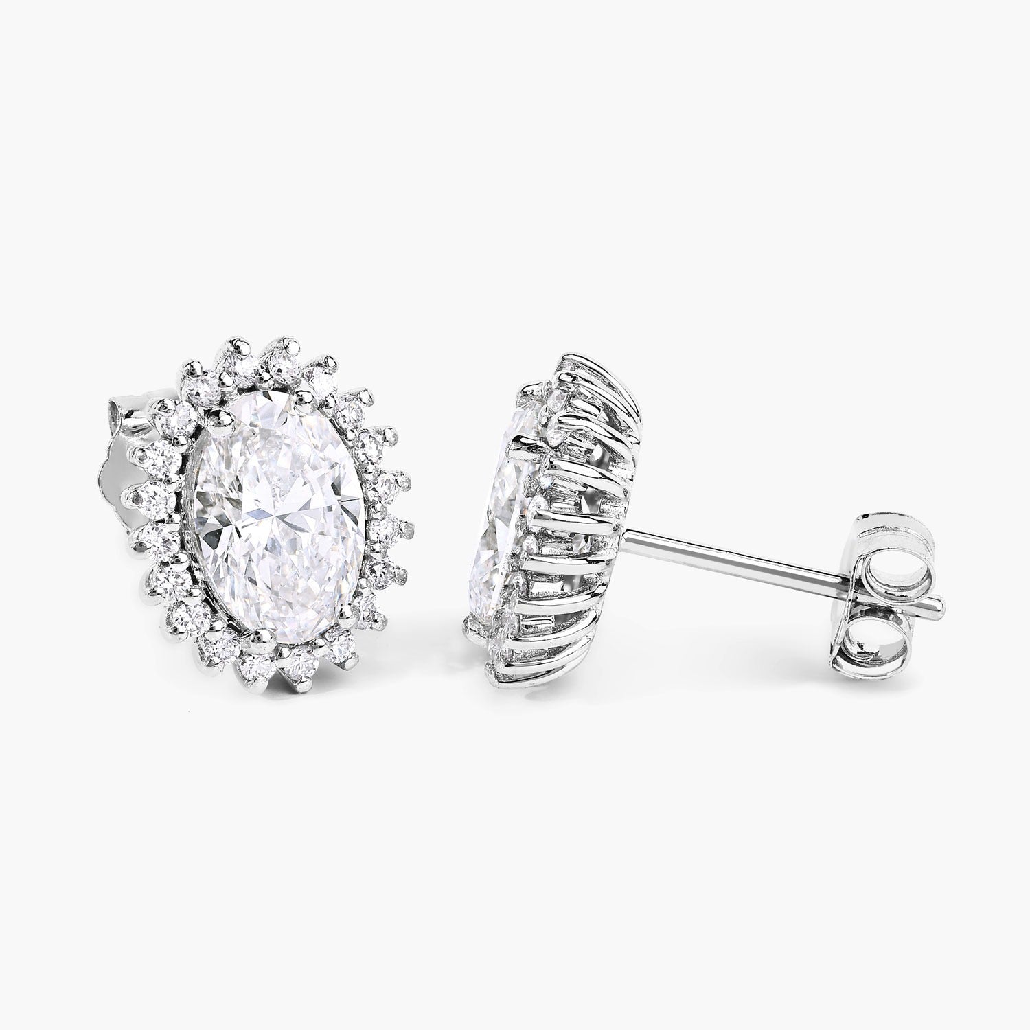 2.45 Ct Oval Lab Grown Diamond Prong Platinum Bridal Stud Earrings