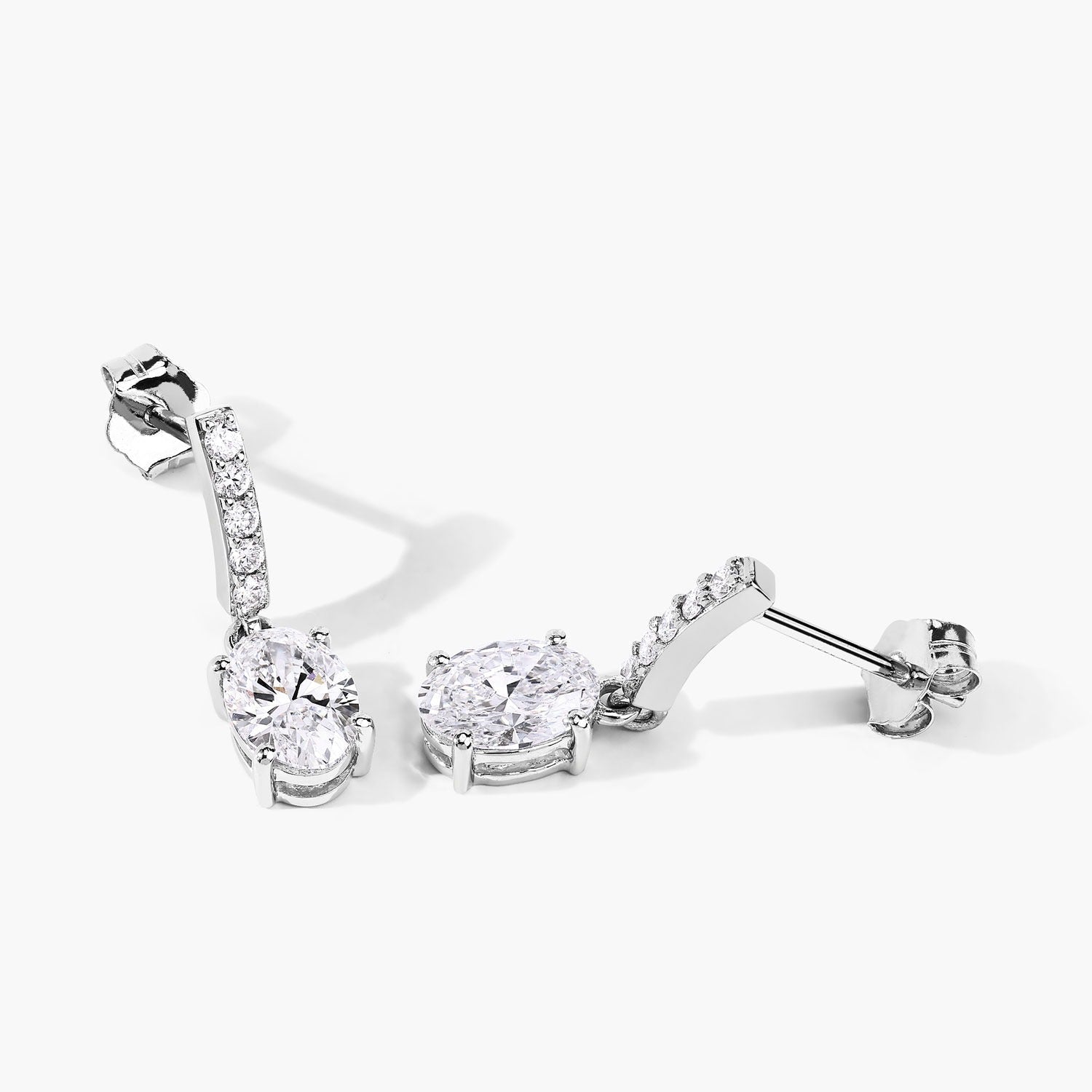 1.64 Ct Oval Lab Grown Diamond Prong Platinum Dangle Drop Bridal Earrings
