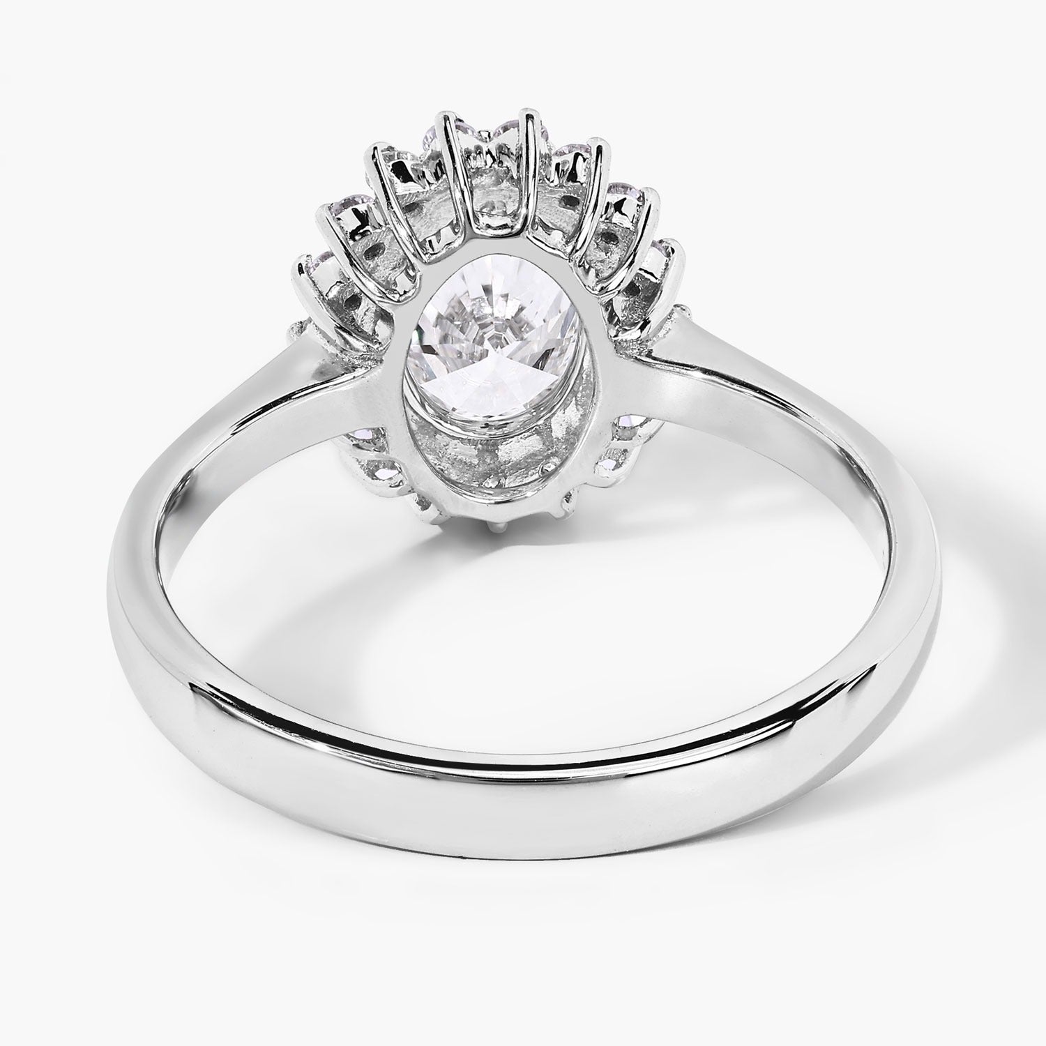 1.28 Ct Oval Lab Diamond Prong Platinum Halo Bridal Floral Ring