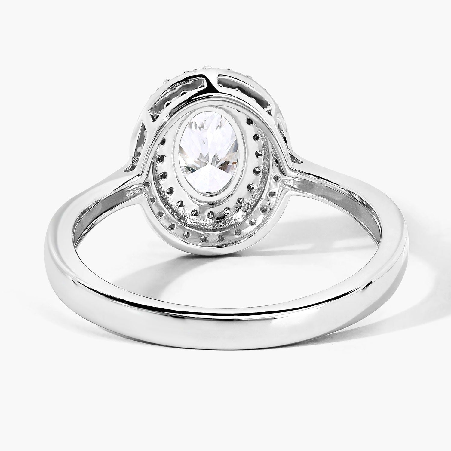 0.91 Ct Oval Lab Grown Diamond Platinum Double Halo Bridal Ring